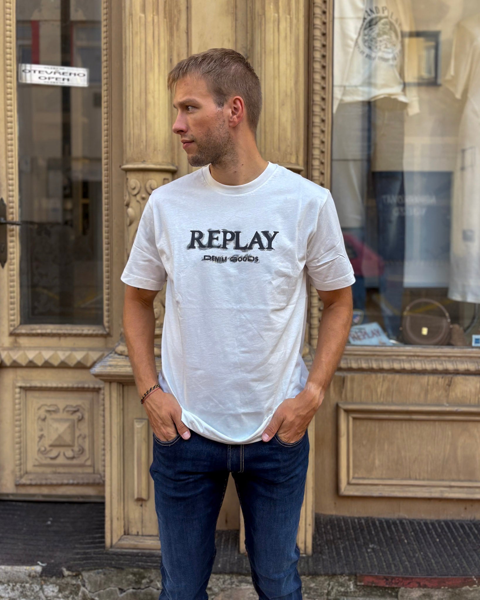 FÉRFI REPLAY PAMUT PÓLÓ MINTA MINTÁVAL