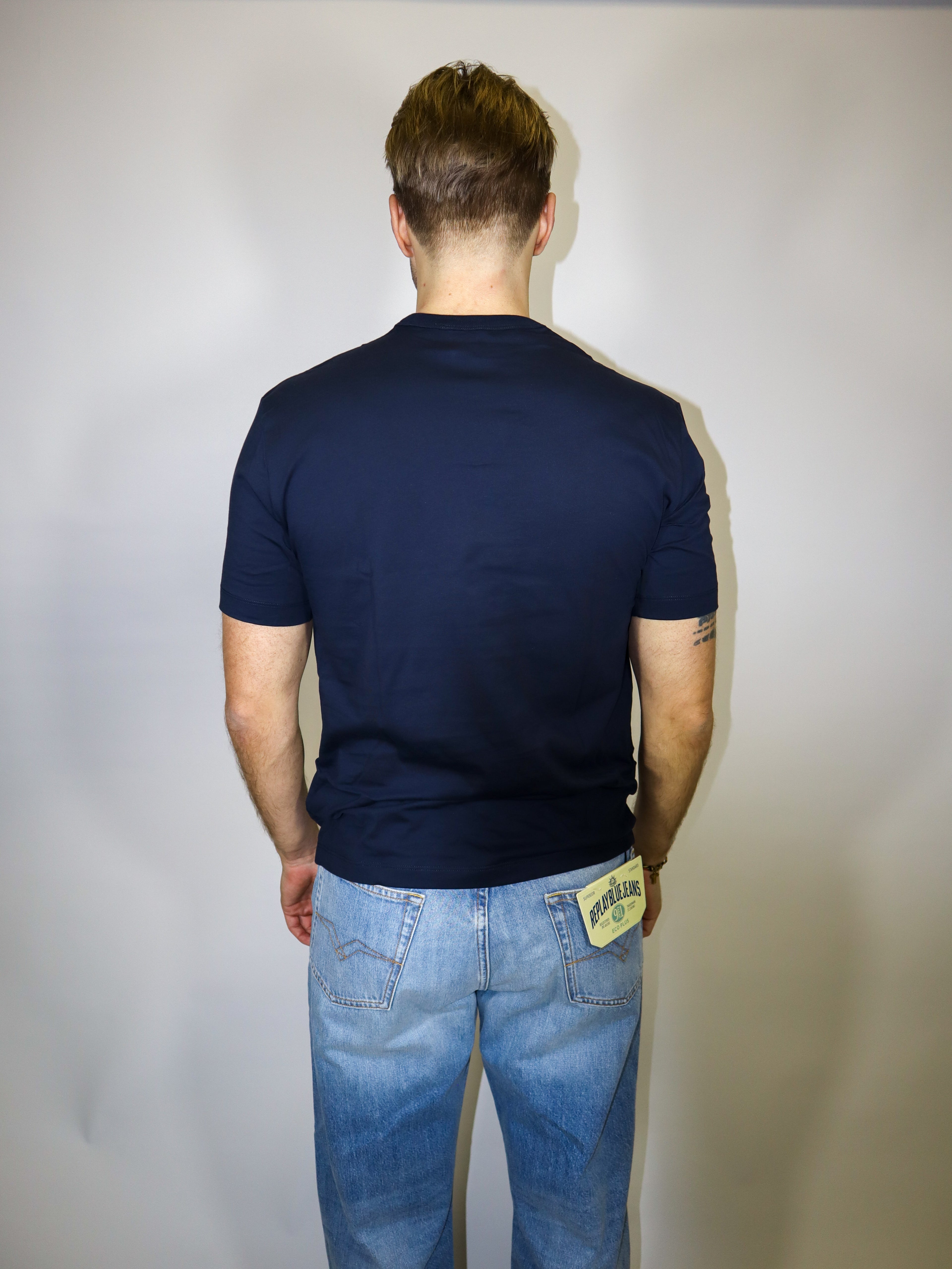 BLAUER PANSKÉ TRIČKO S POTISKEM TÓN V TÓNU