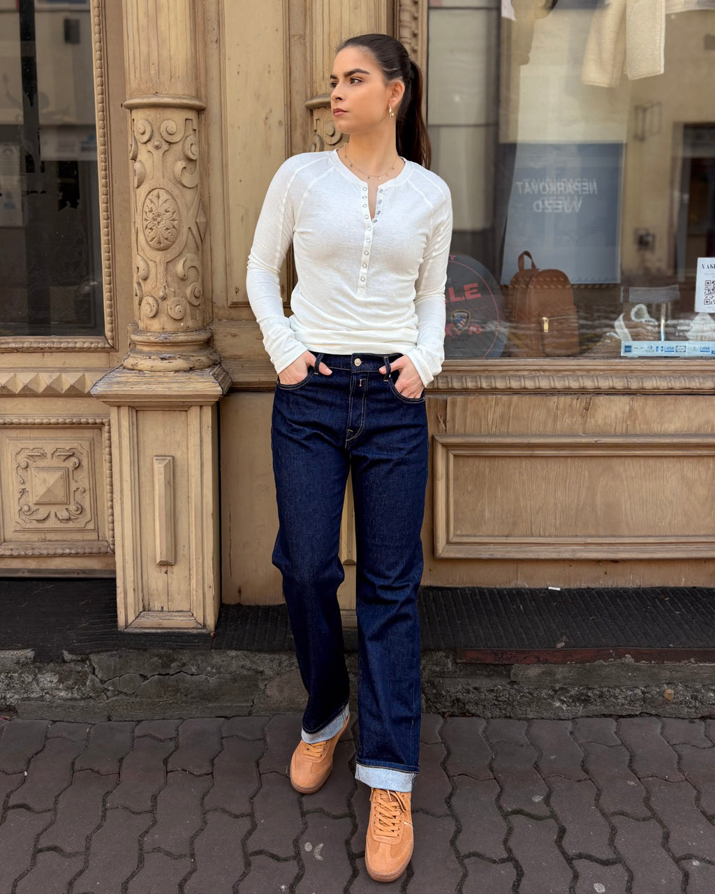 DÁMSKÉ TRIČKO REPLAY NA KNOFLÍČKY S DLOUHÝM RUKÁVEM