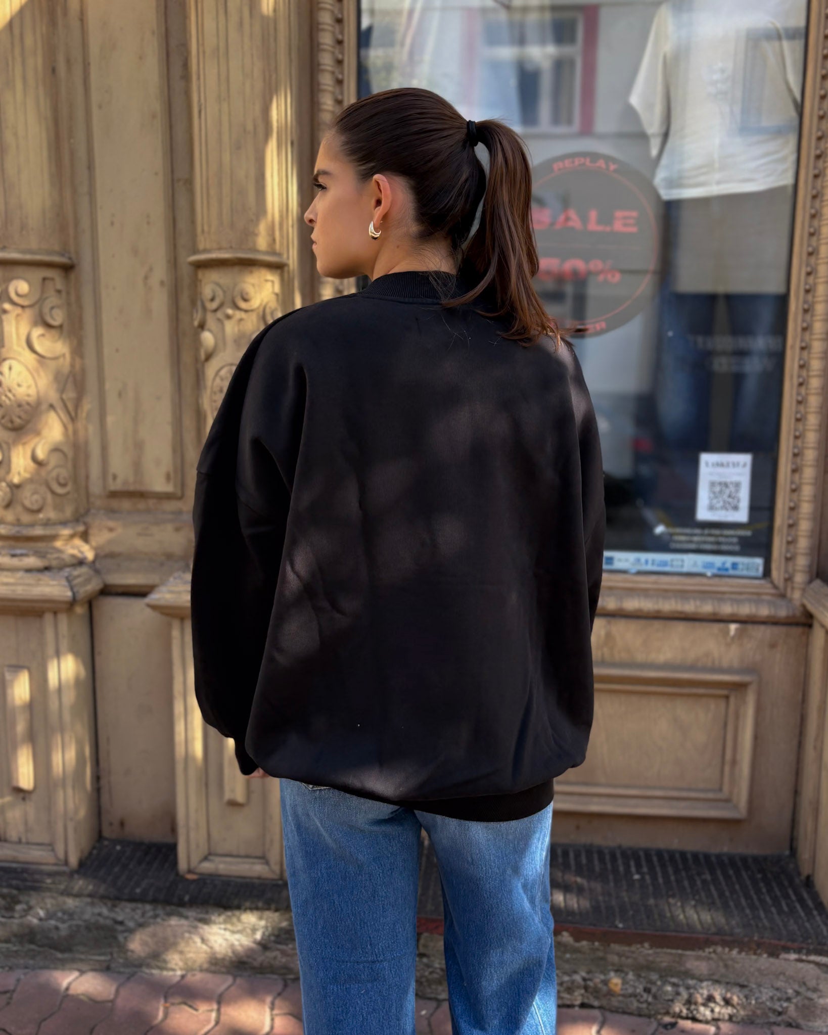 NŐI OVERSIZED HOSSZÚ PULÓVER HERITAGE NYOMTATÁSSAL