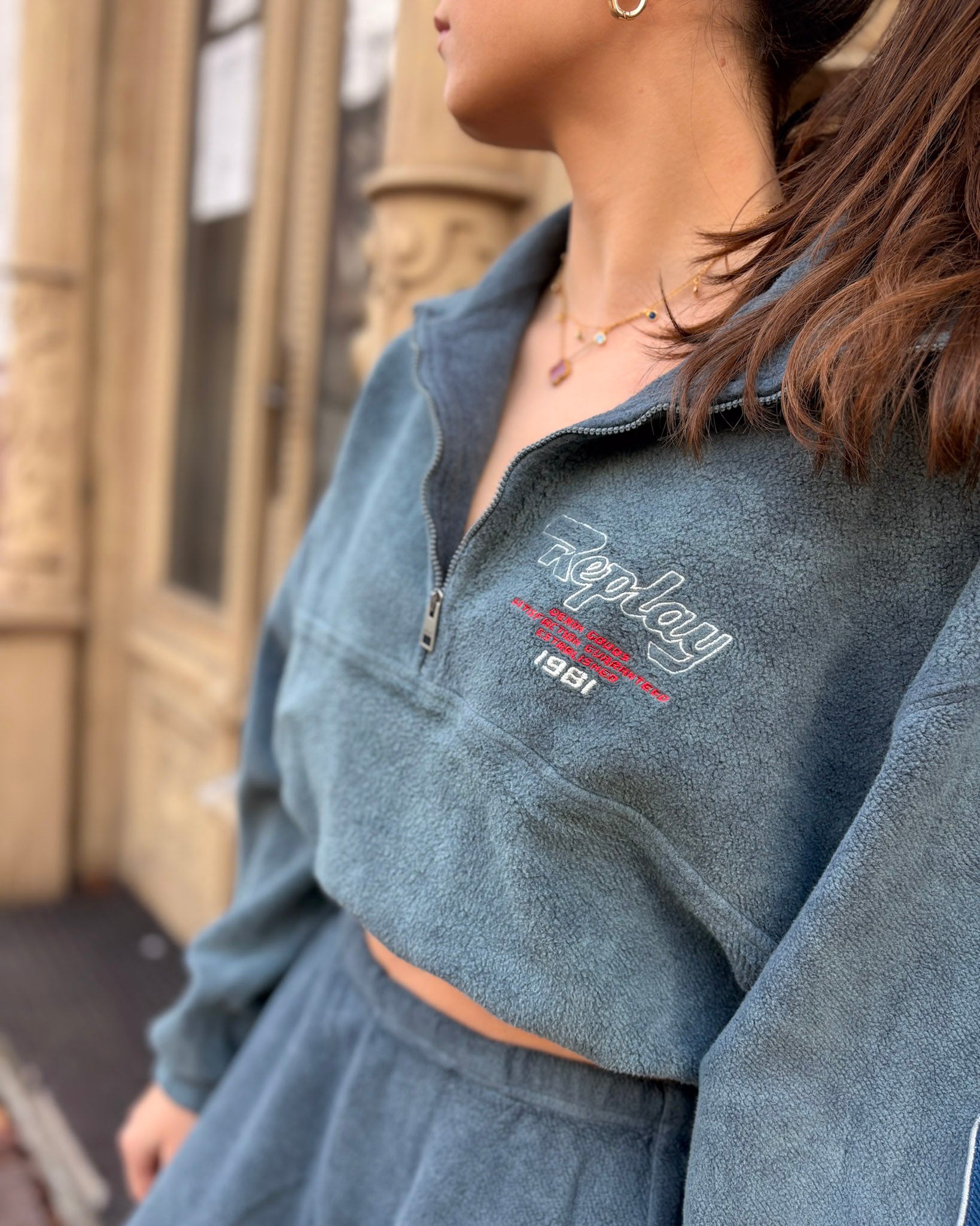 WOMEN'S REPLAY ZIP-UP SWEATSHIRT WITH PRINTS