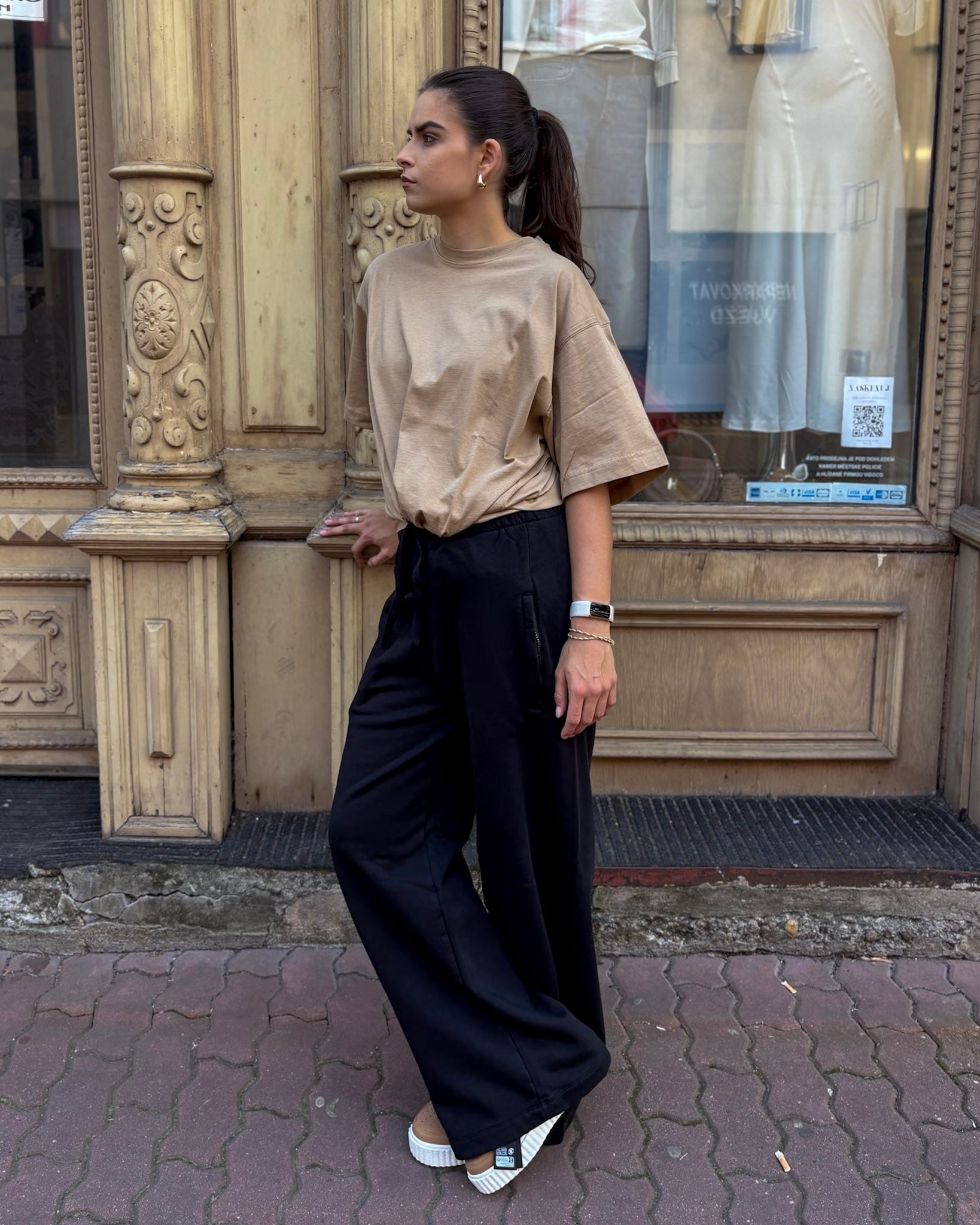 WOMEN'S REPLAY WIDE PANTS WITH DRAWSTRING