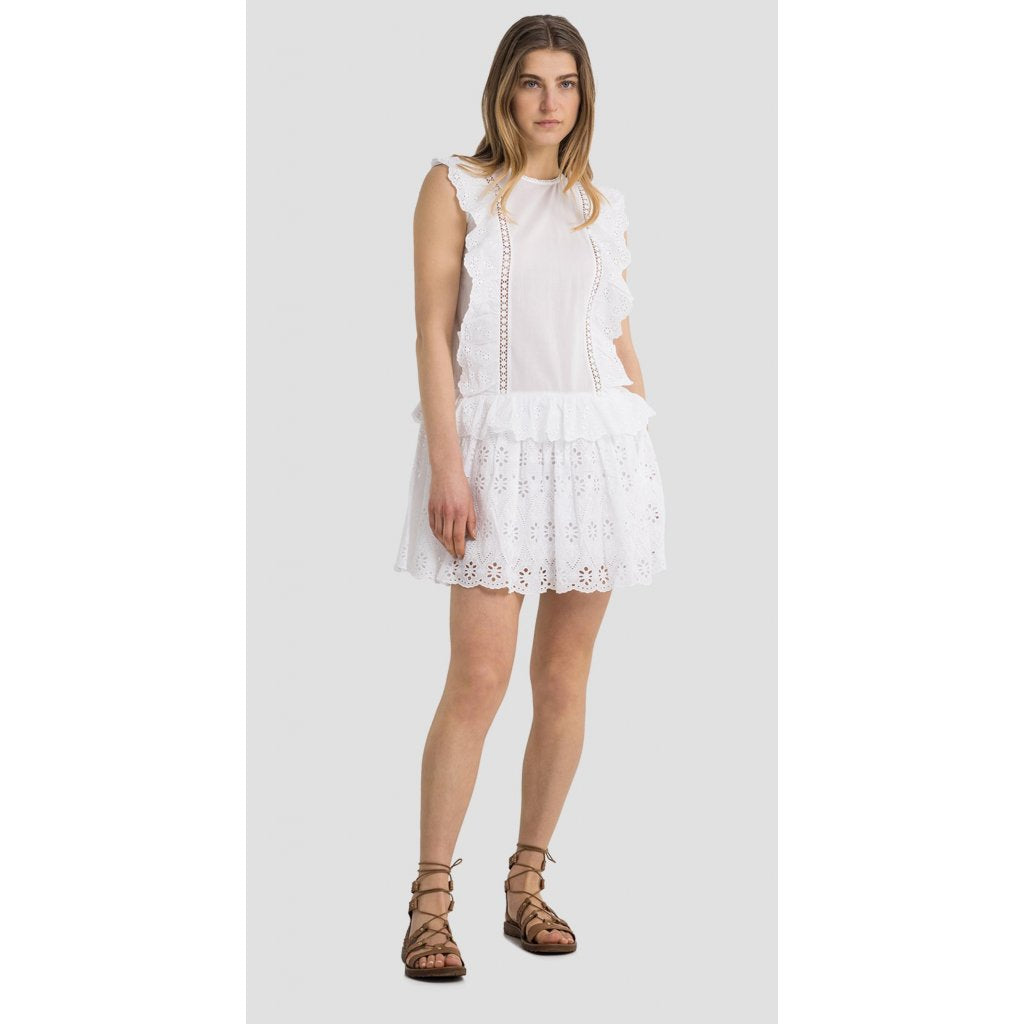 REPLAY LETNÍ ŠATY S KRAJKOU BEZ RUKÁVŮ 