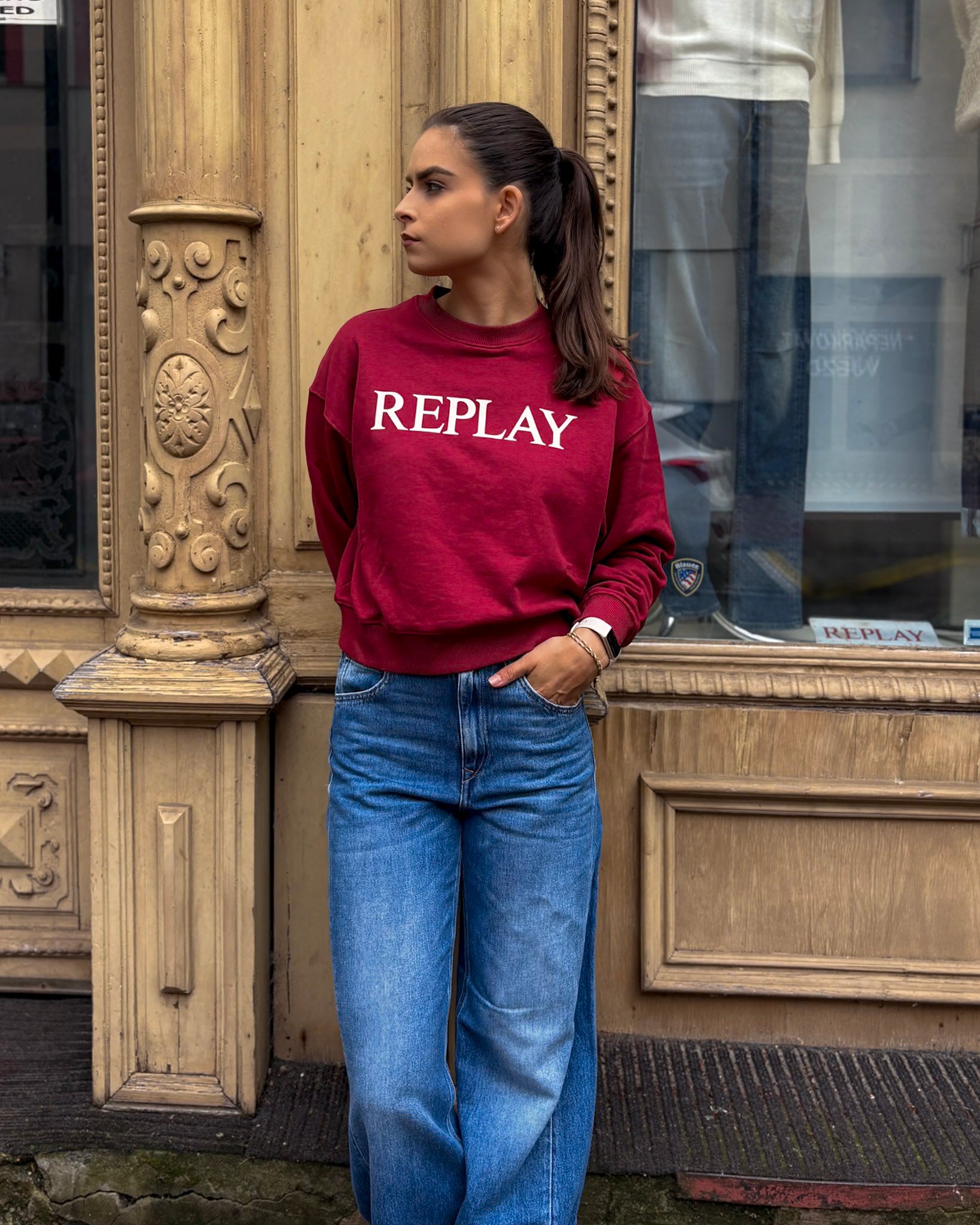 NŐI REPLAY PAMUT PULÓVER MINTÁS MINTÁVAL