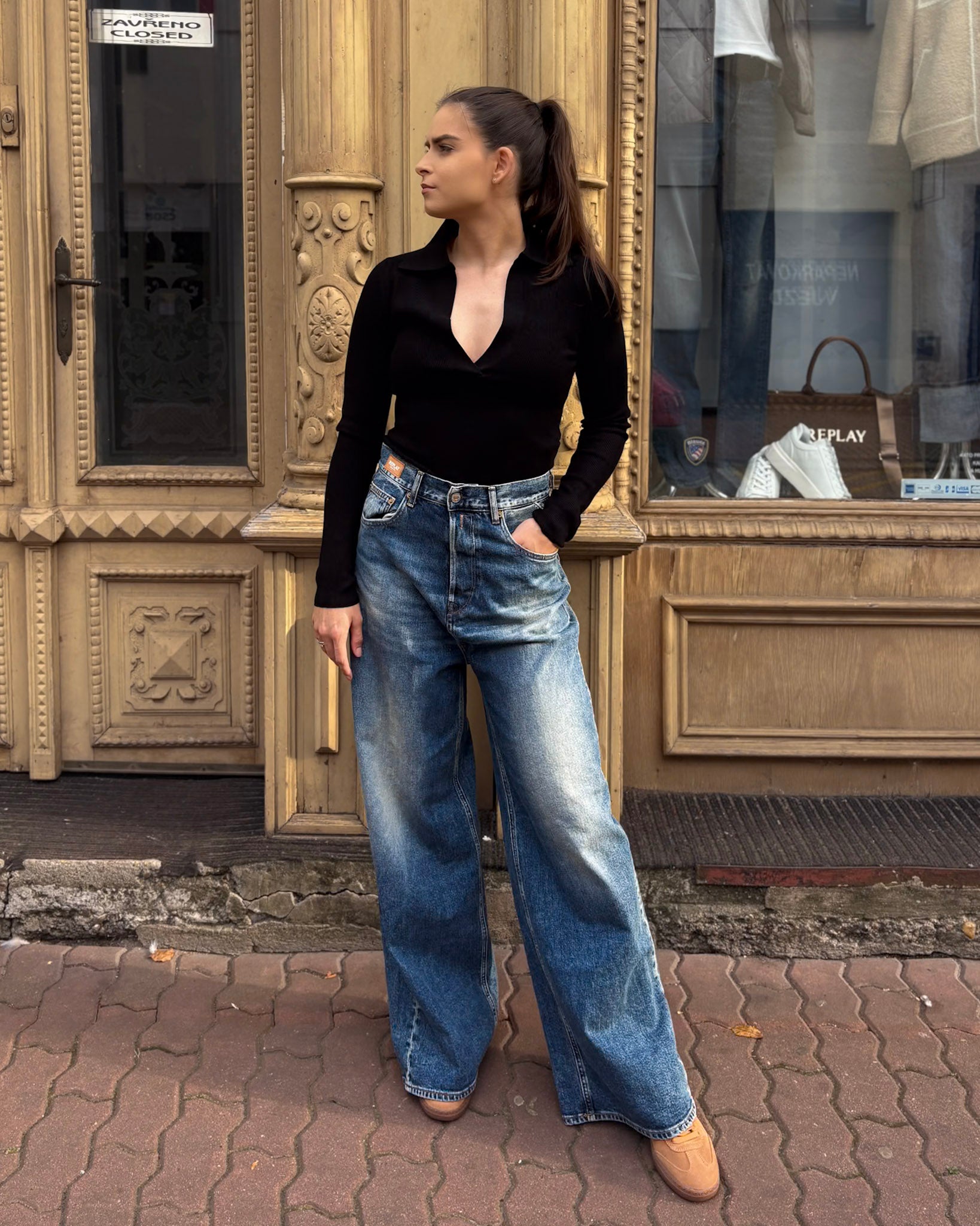 REPLAY DÁMSKE DŽÍNY MARGOTT BAGGY-FIT STRIHU