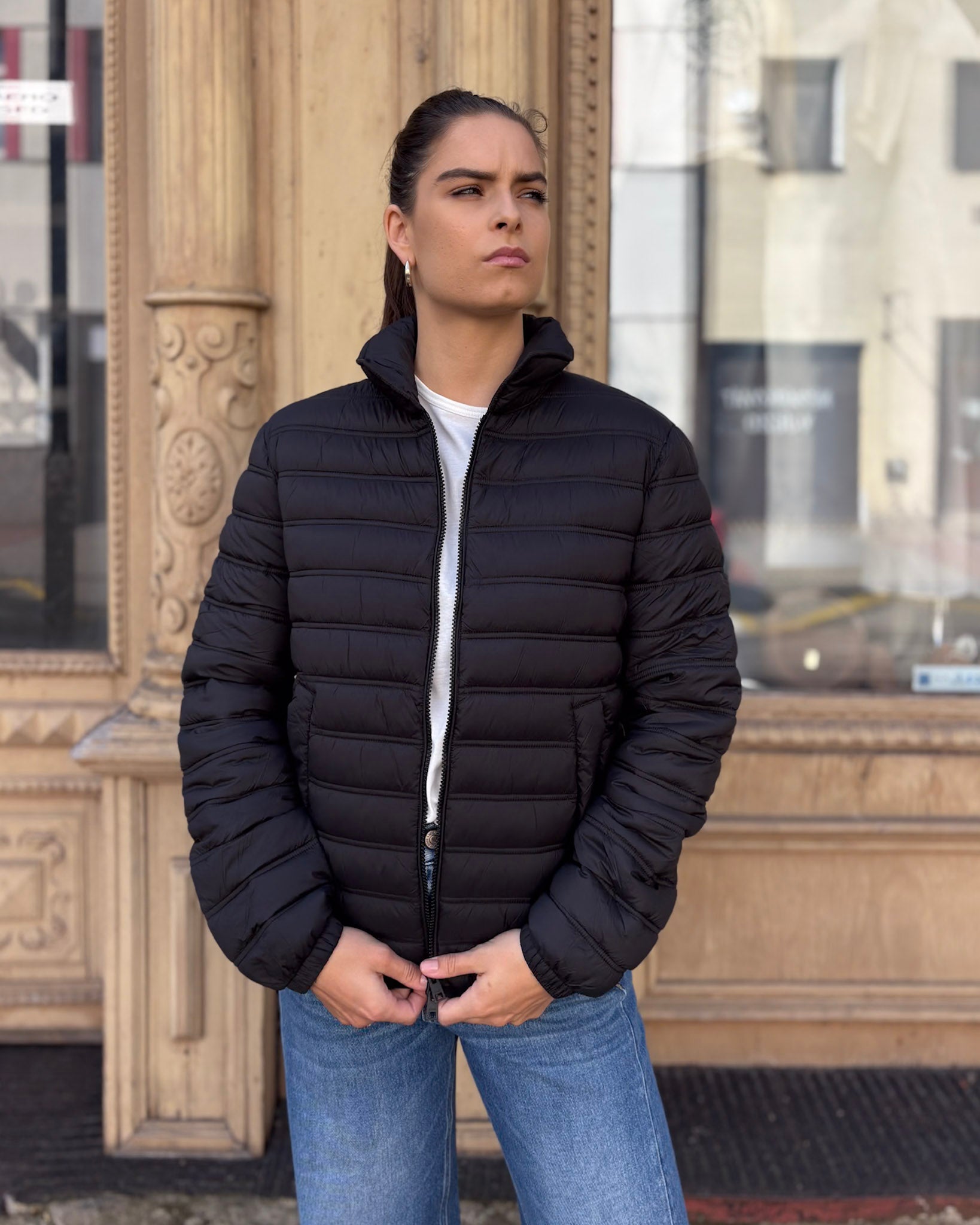 DÁMSKÁ Skrátená BUNDA REPLAY S PRÍČNYM PREŠÍVANÍM A LÍMCOM