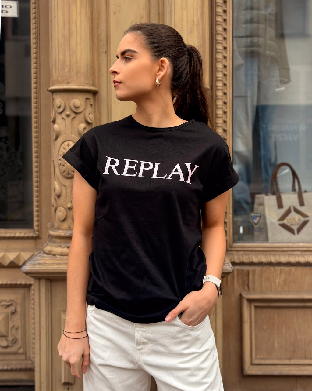 DÁMSKÉ TRIČKO REPLAY S POTISKEM NA HRUDI 