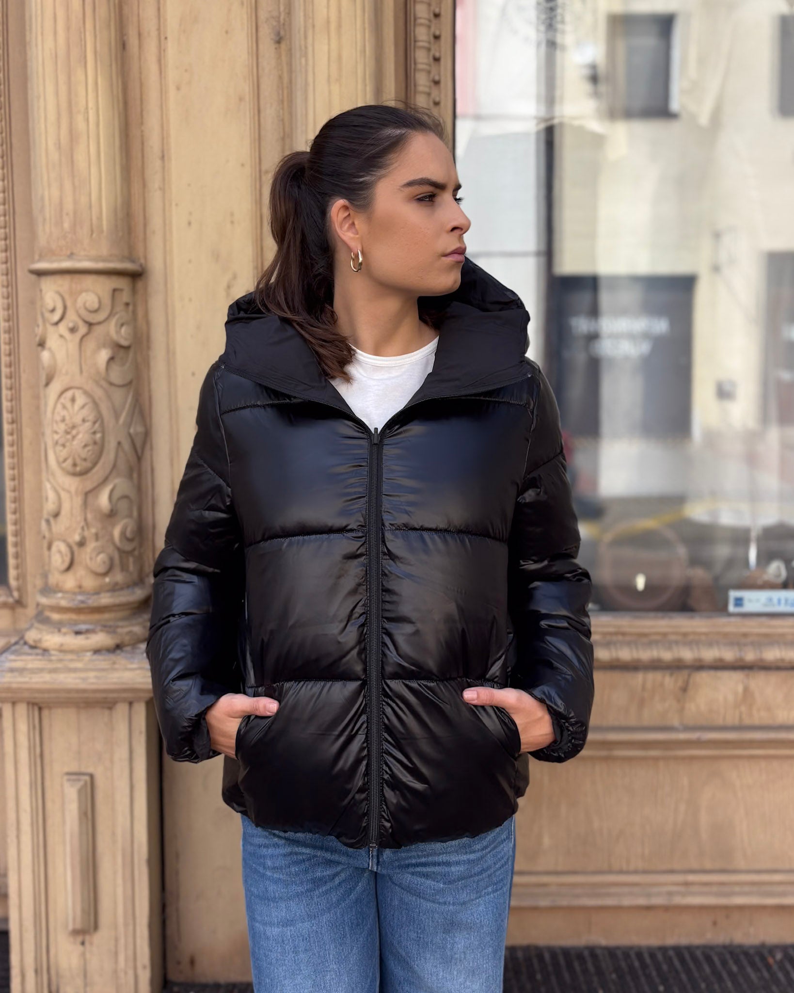 REPLAY WOMEN'S REVERSIBLE QUILTED JACKET WITH HOOD