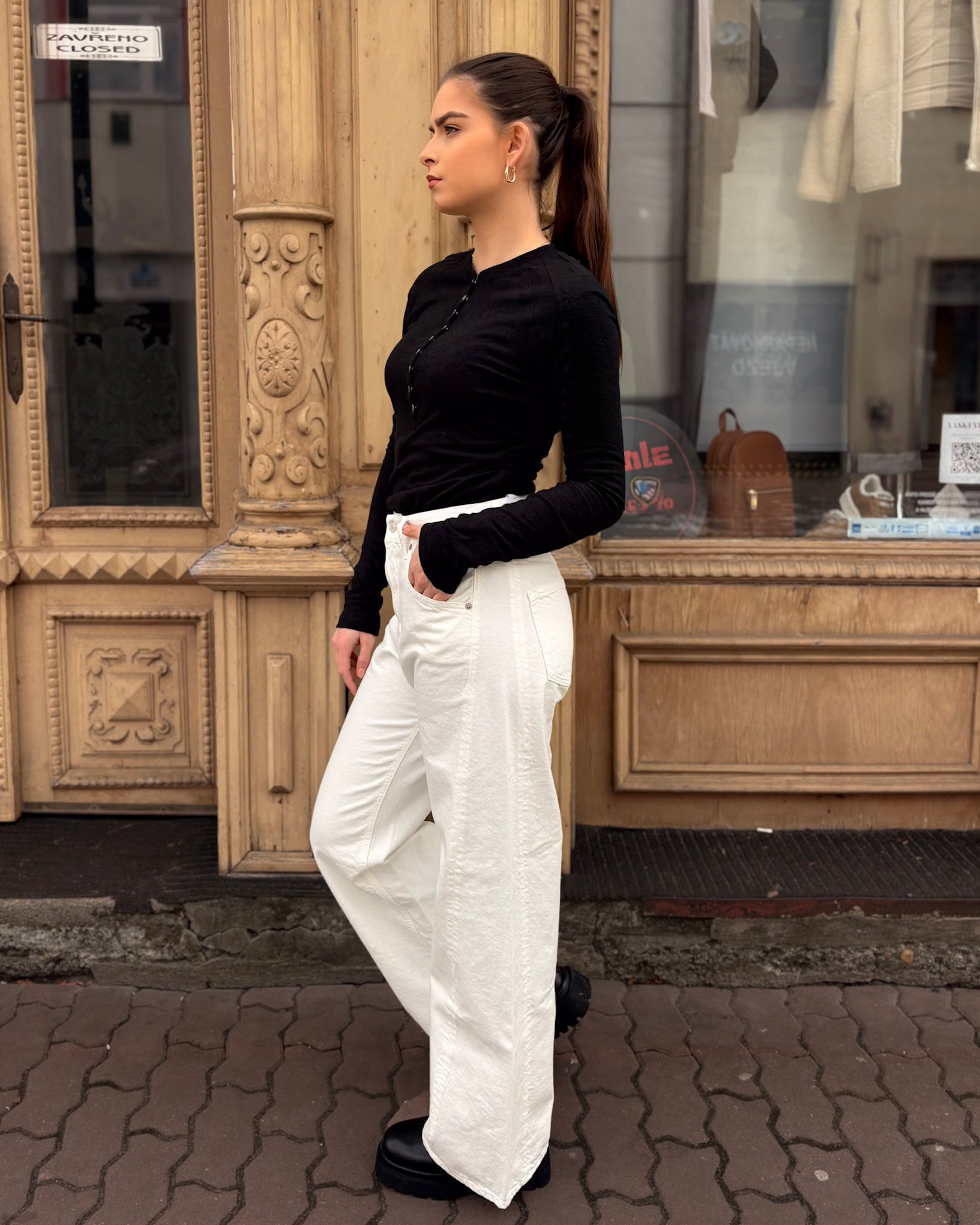 DÁMSKÉ BÍLÉ DŽÍNY REPLAY STŘIHU NARJA BAGGY FIT 