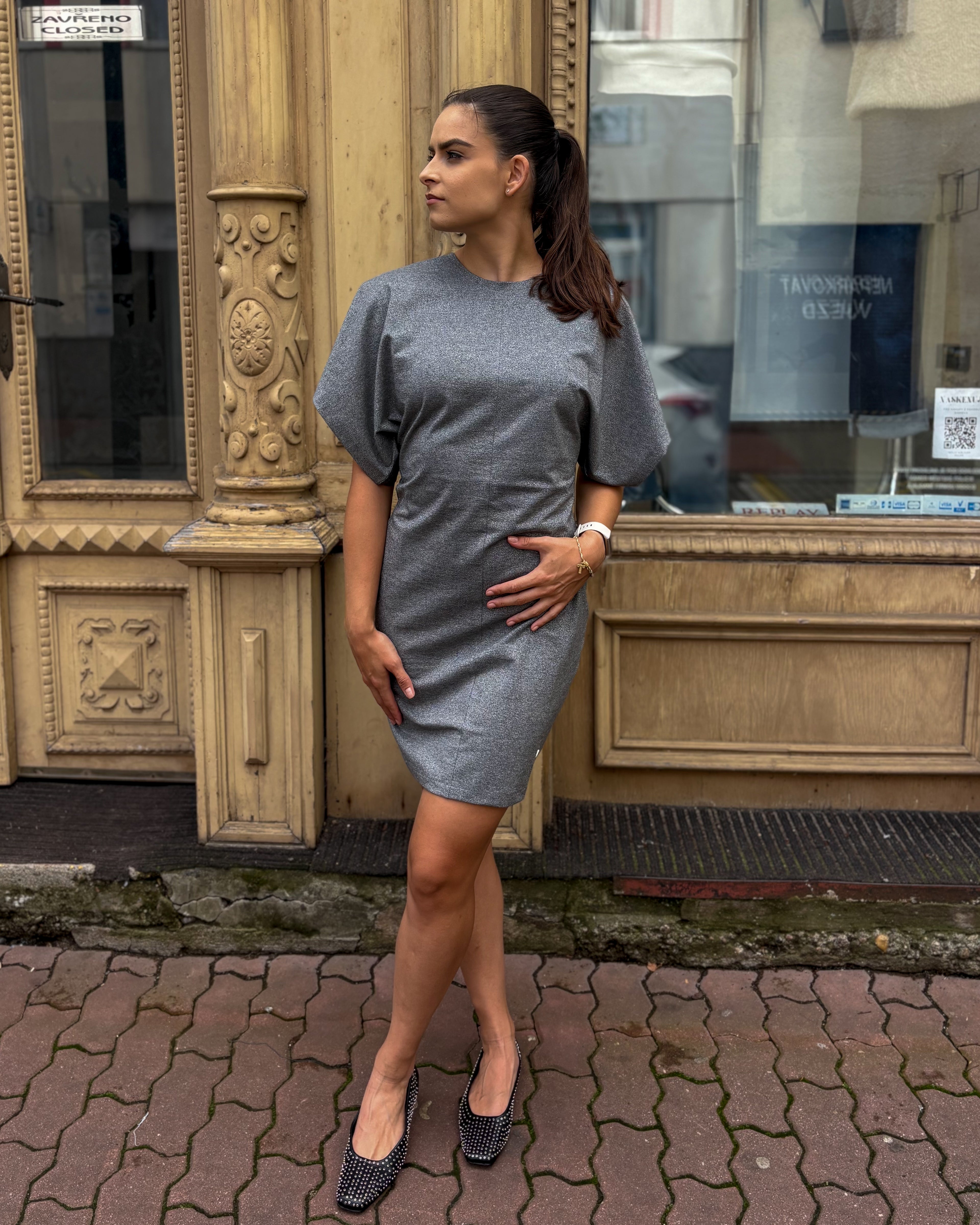 RÖVID, REPLAY SLIM-FIT RUHA EZÜST LUREXBŐL