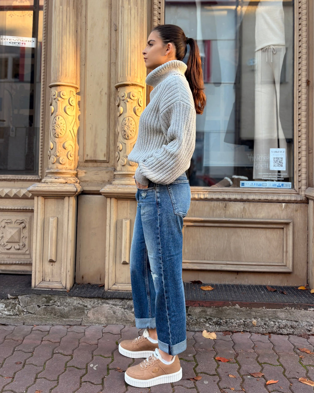 WOMEN'S REPLAY SWEATER WITH REPLAY POLO TURTLENECK