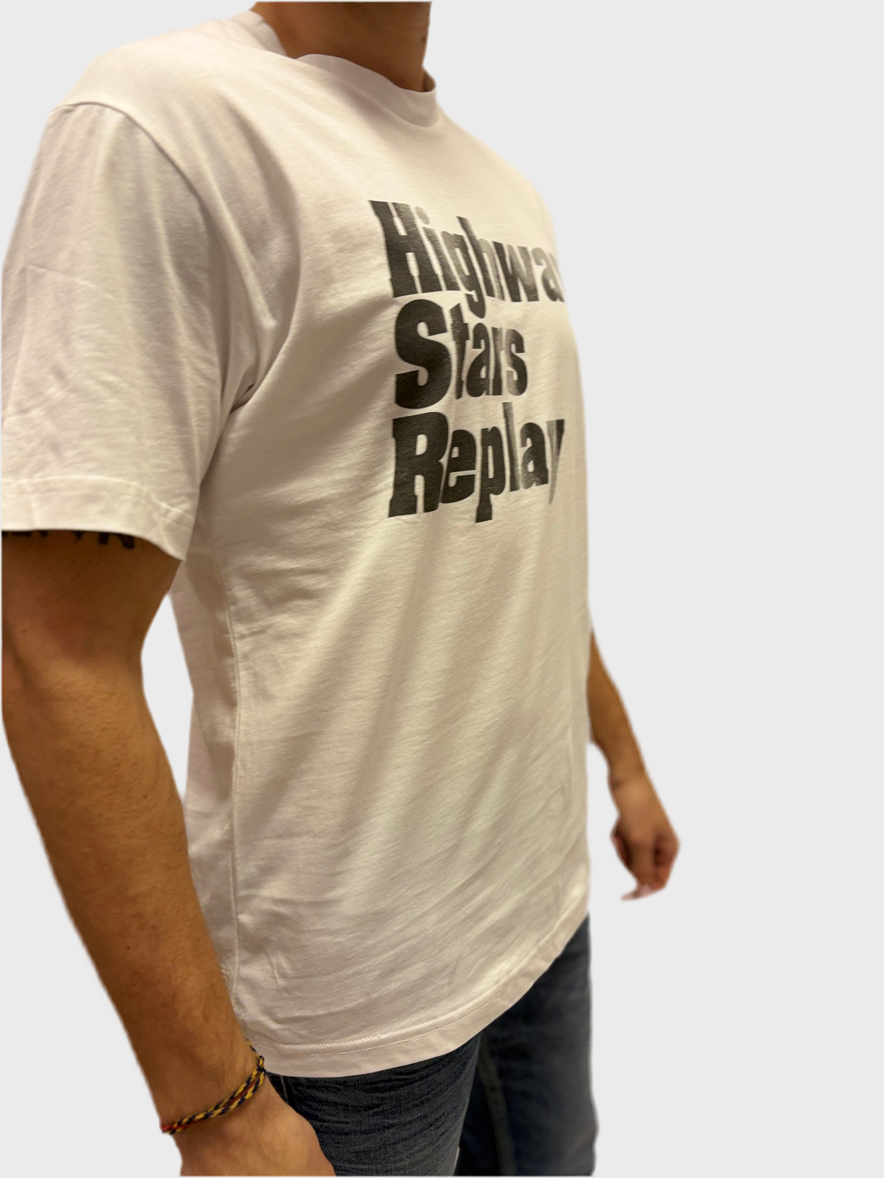 REPLAY PÁNSKE TRIČKO Z BAVLNENÉHO ŽERZEJA S POTLAČOM