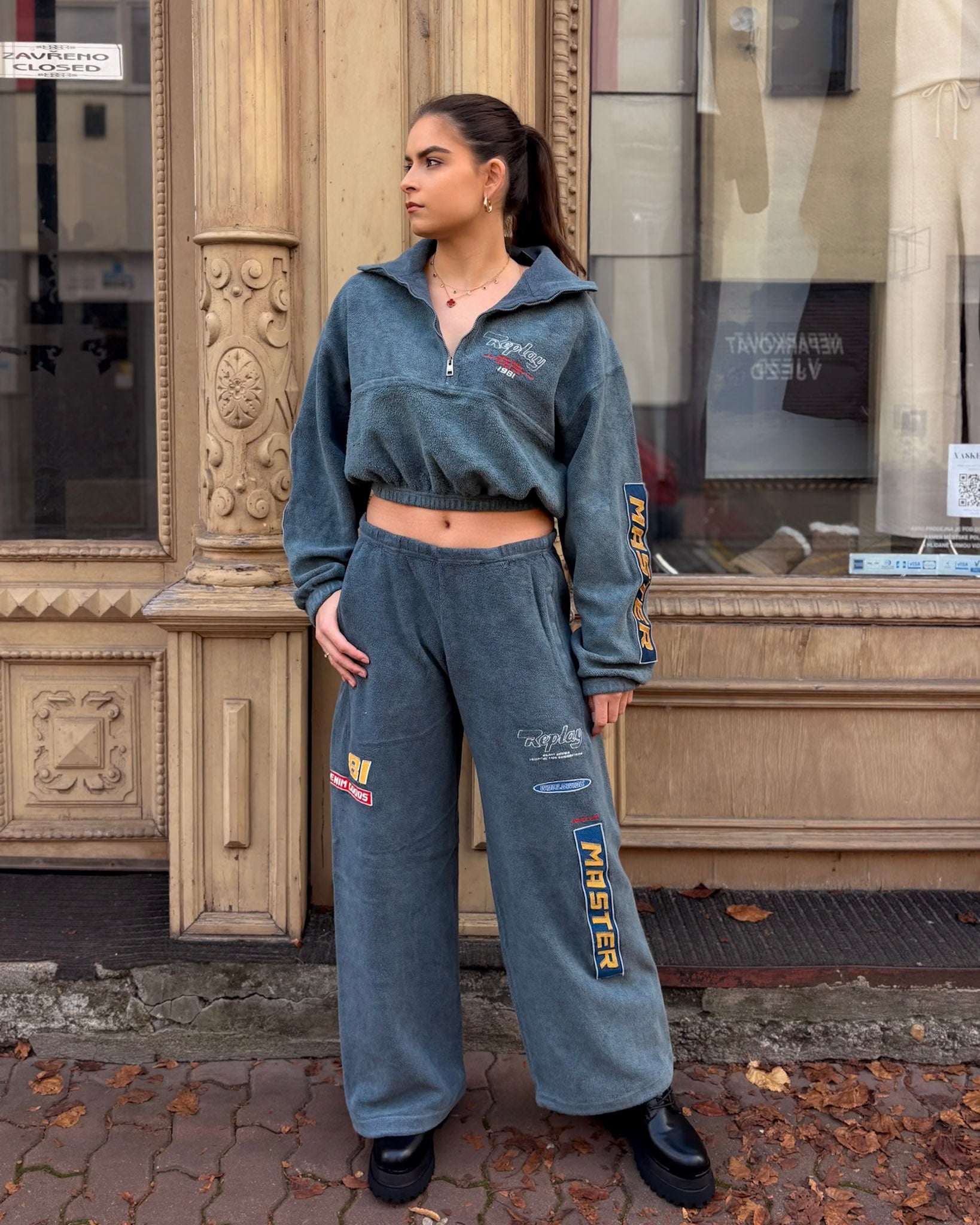 WOMEN'S REPLAY ZIP-UP SWEATSHIRT WITH PRINTS