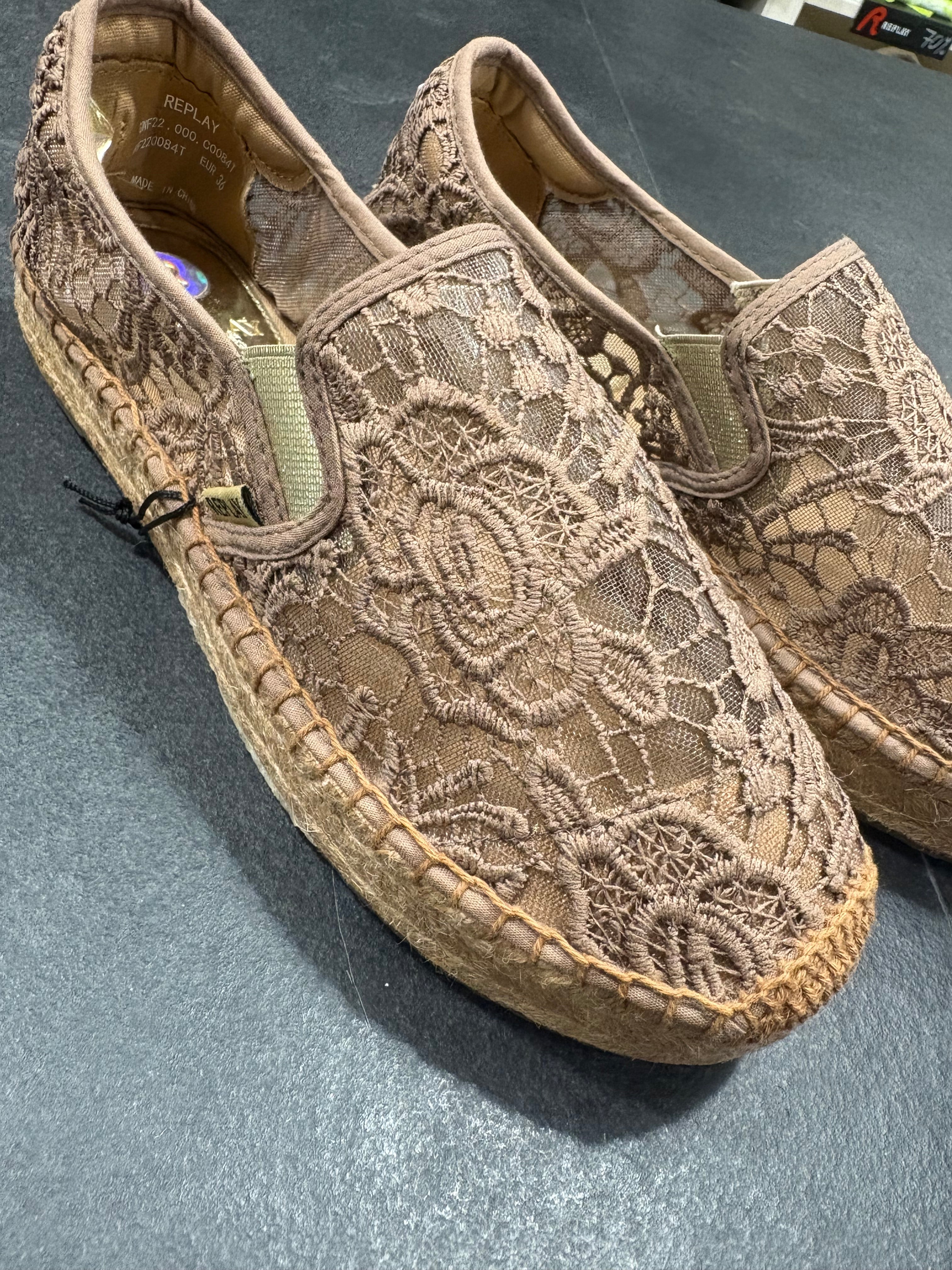 REPLAY NŐI ESPADRILLEK HÍMZETT CSIPKE RÉSZLETTEL 