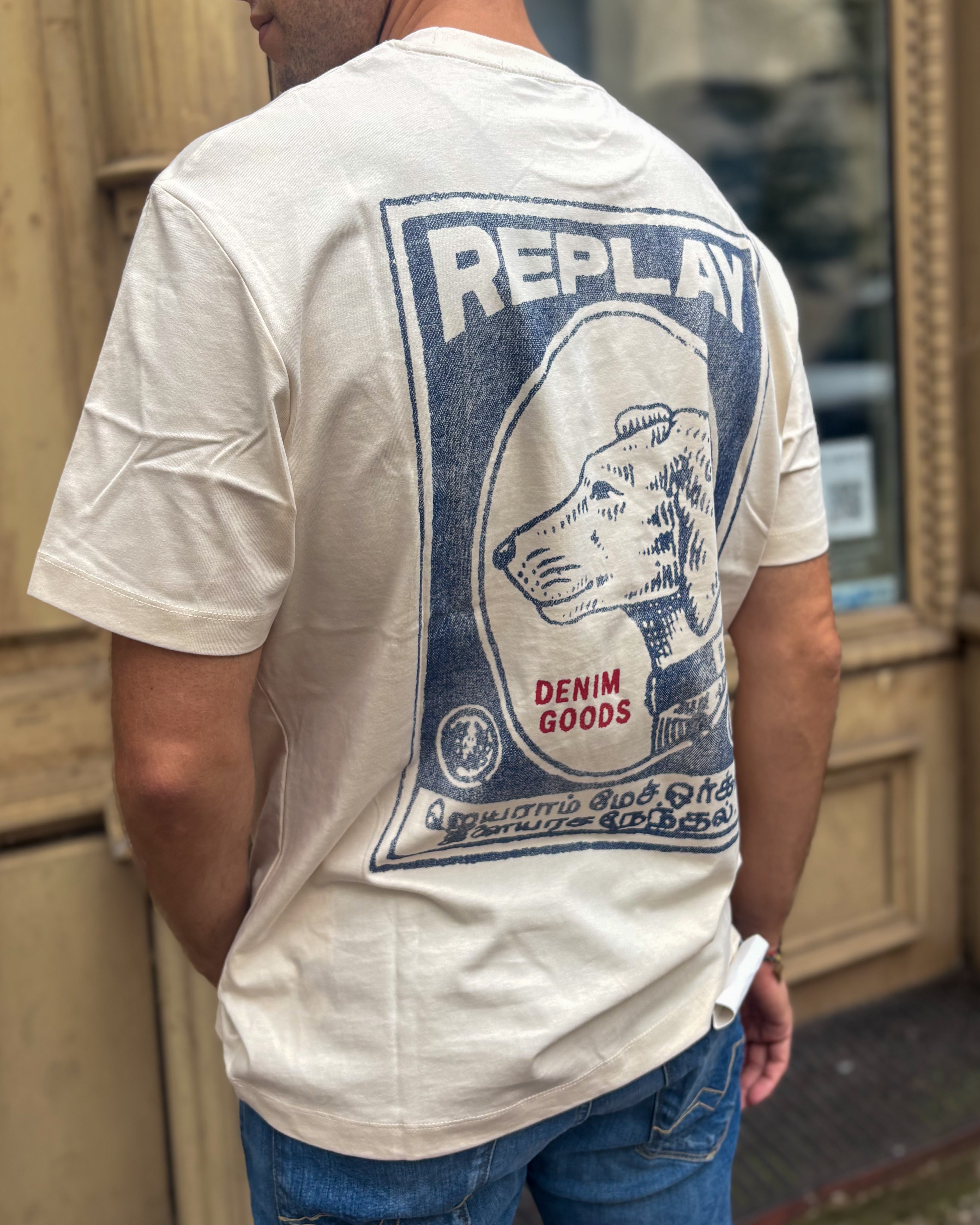 FÉRFI REPLAY PÓLÓ HÁTULJÁN NYOMOTT MINTÁVAL