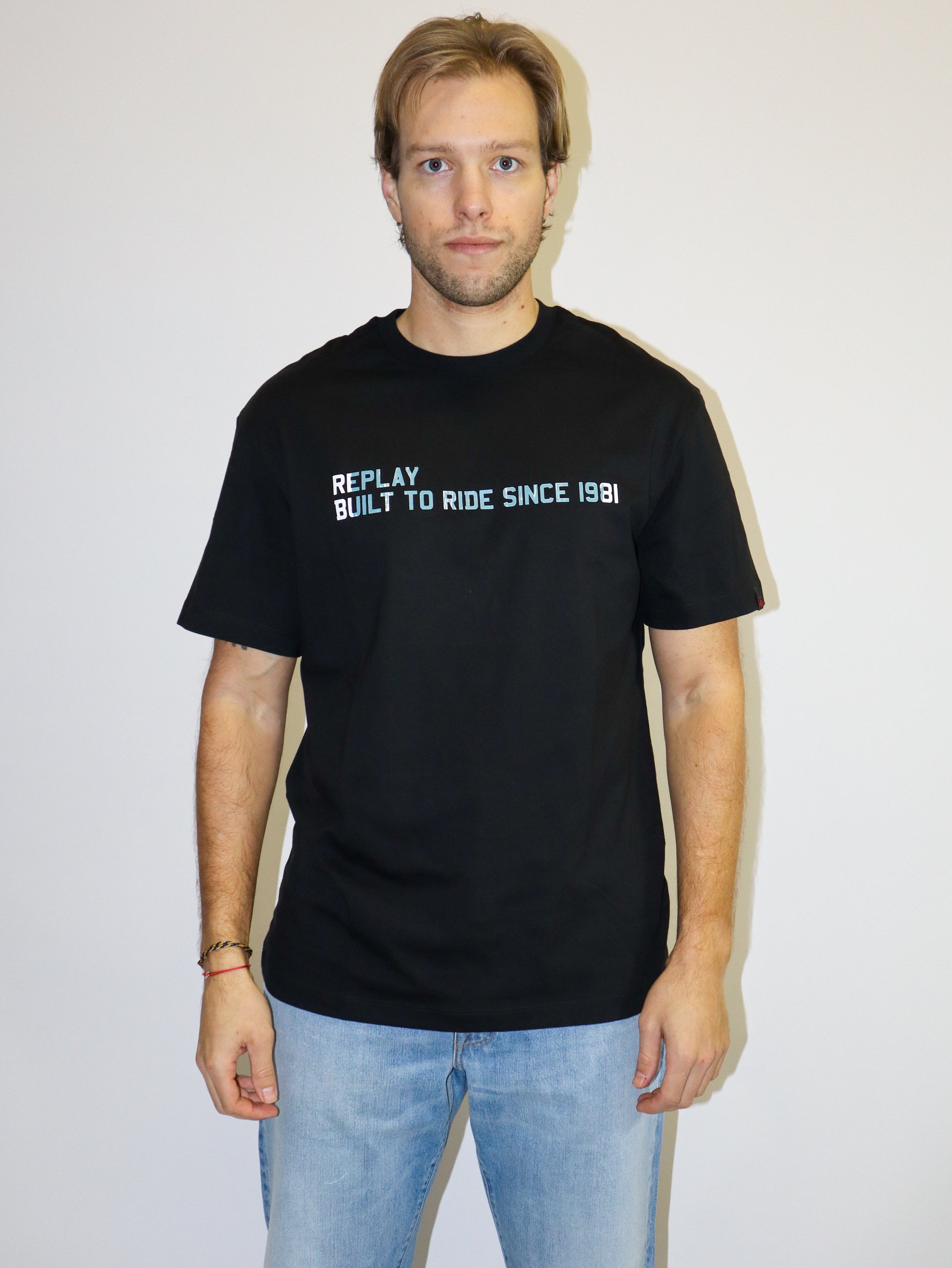 REPLAY PÁNSKÉ TRIČKO UVOLNĚNÉHO STŘIHU S POTISKEM