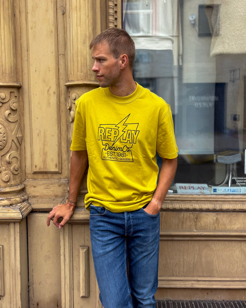 REPLAY MEN'S T-SHIRT WITH CHEST PRINT