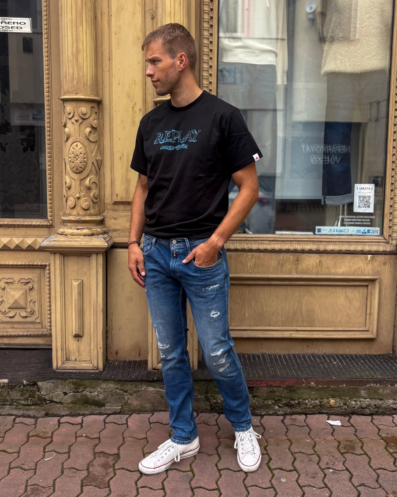 PÁNSKÉ DŽÍNY REPLAY STŘIHU ANBASS SLIM-FIT 