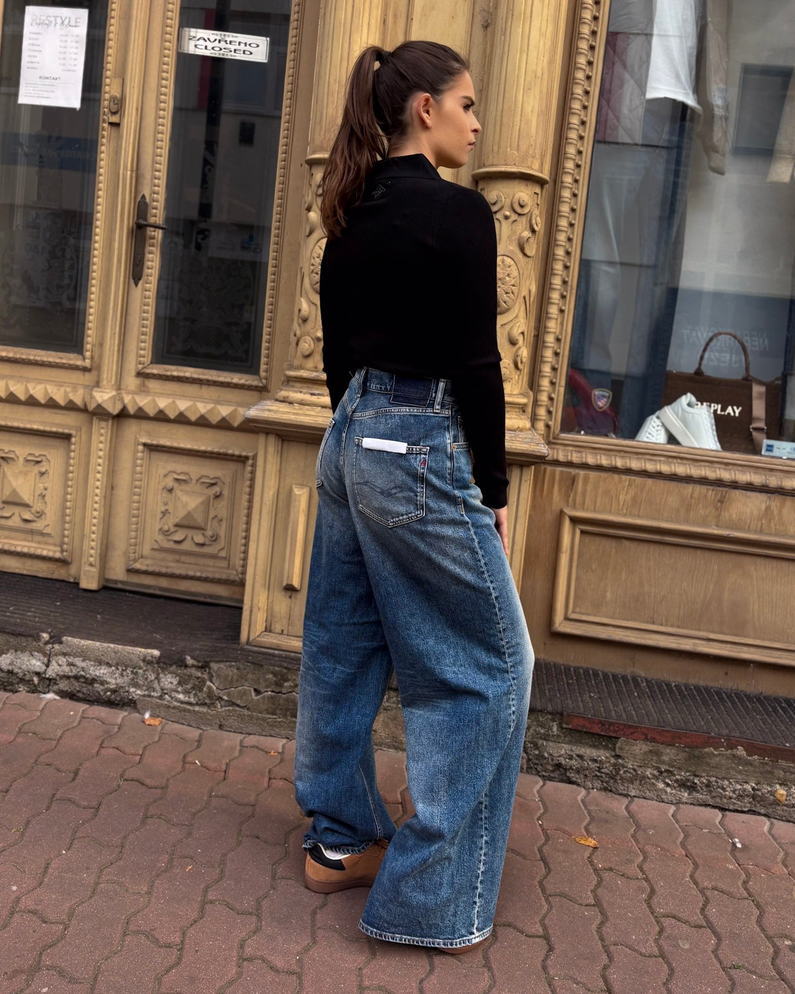 REPLAY DÁMSKÉ DŽÍNY MARGOTT BAGGY-FIT STŘIHU