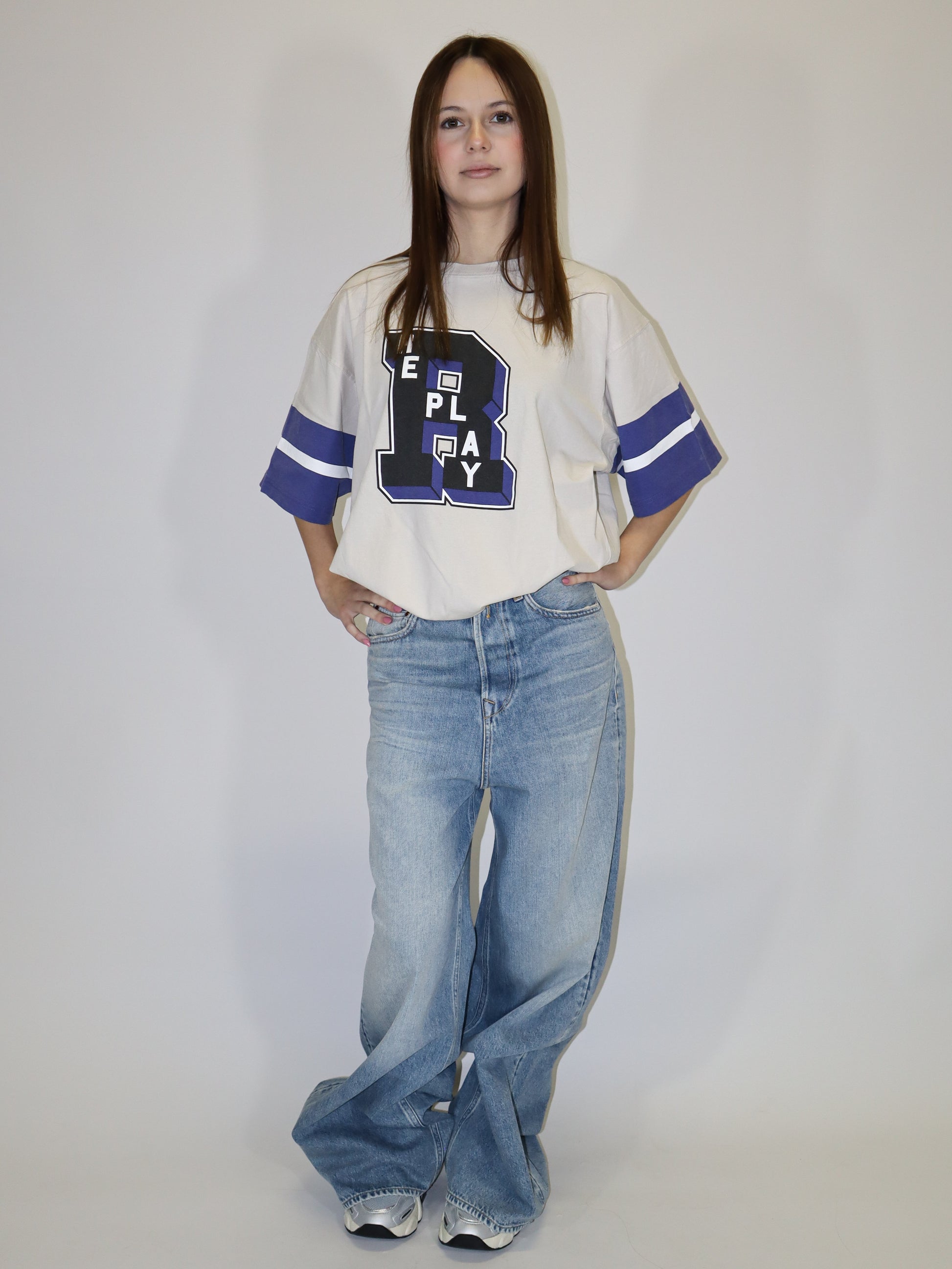 REPLAY DÁMSKÉ TRIČKO CHLAPECKÉHO STŘIHU S POTISKEM