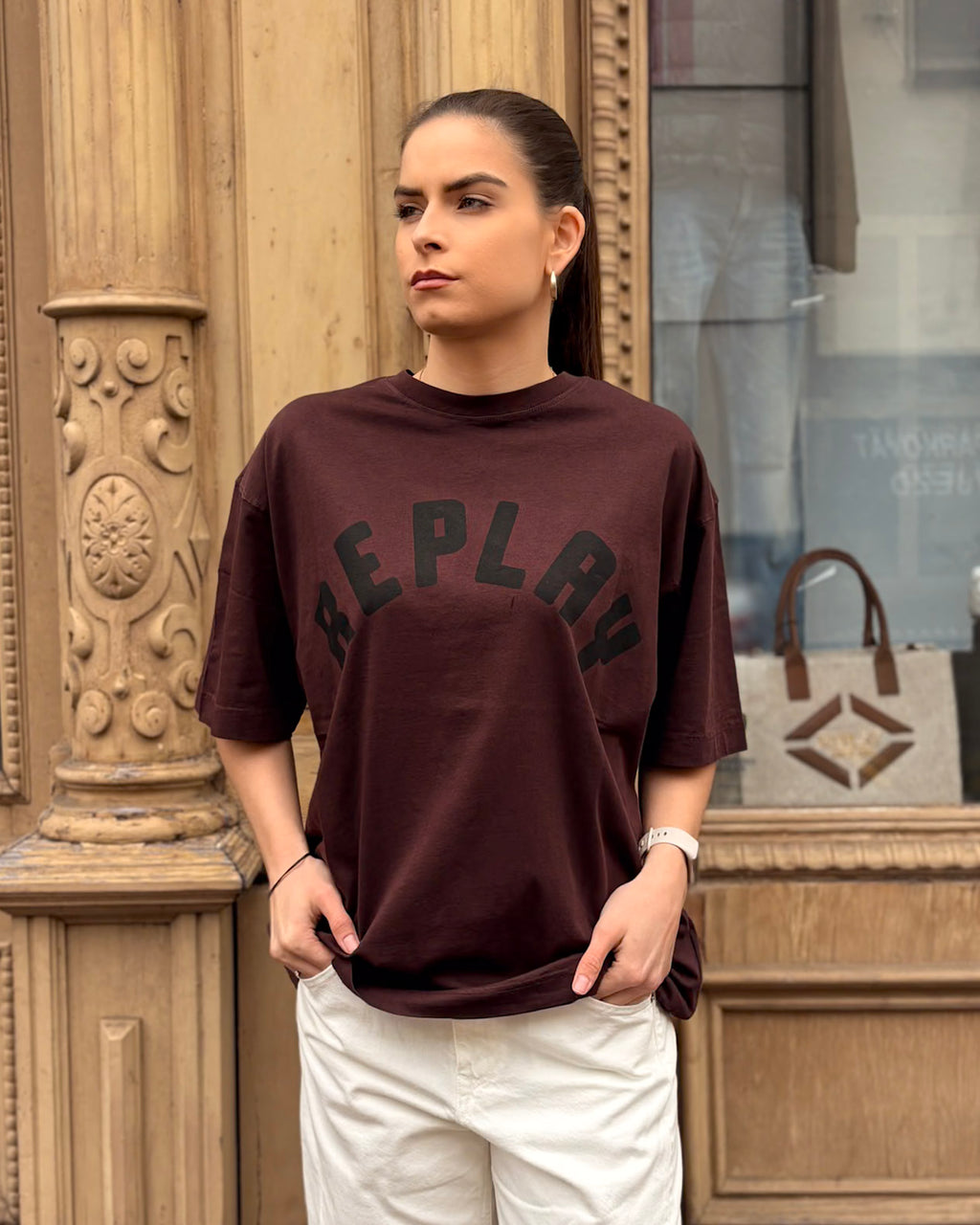 DÁMSKÉ OVERSIZED TRIČKO REPLAY S POTISKEM 