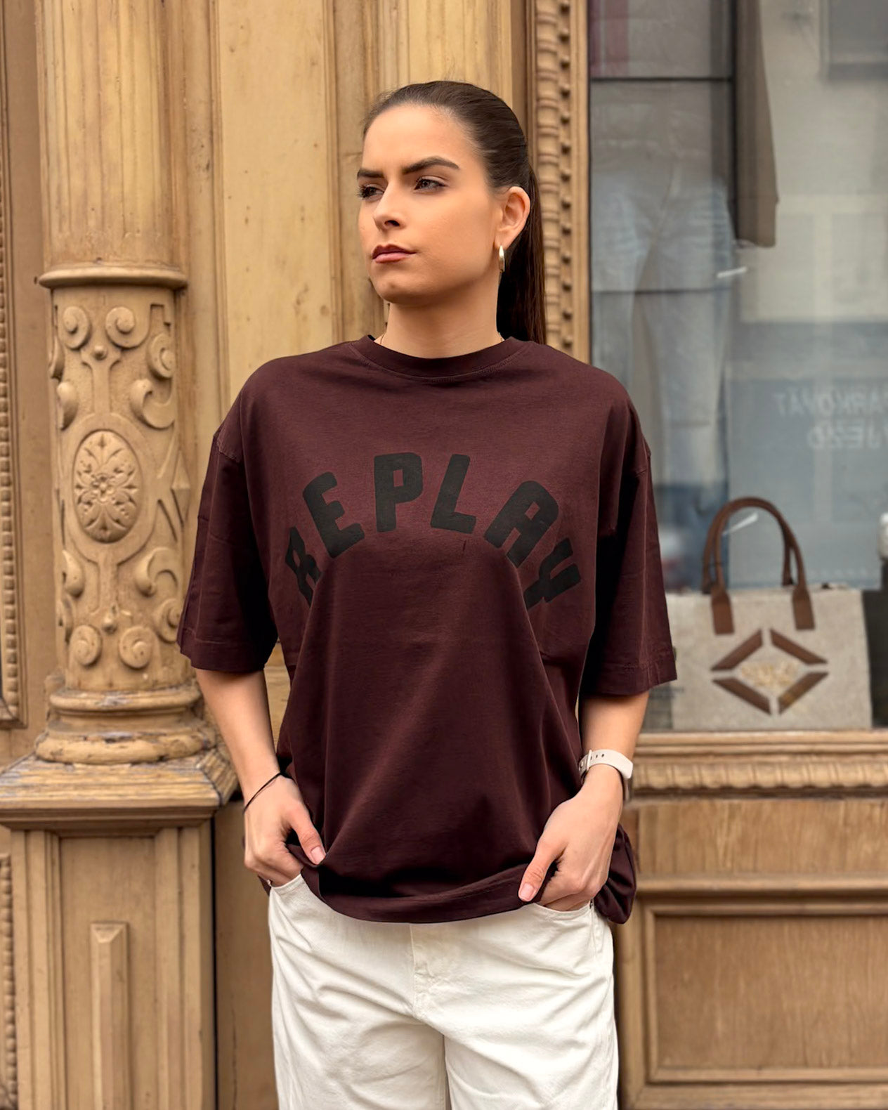 DÁMSKÉ OVERSIZED TRIČKO REPLAY S POTISKEM 