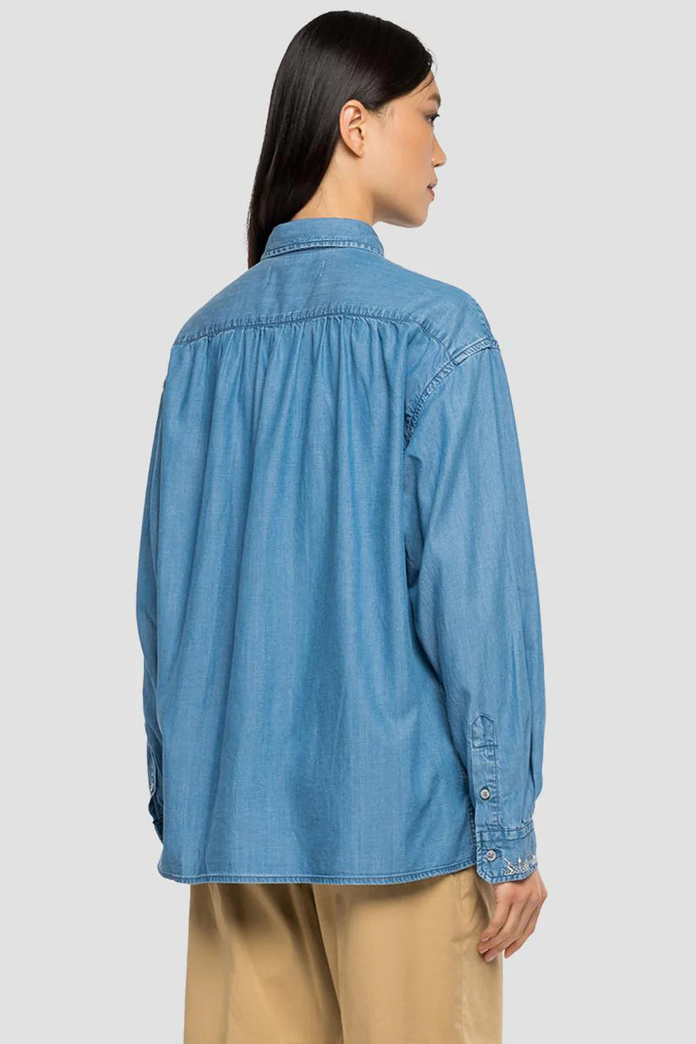 REPLAY WOMEN'S SHIRT WITH EMBROIDERY