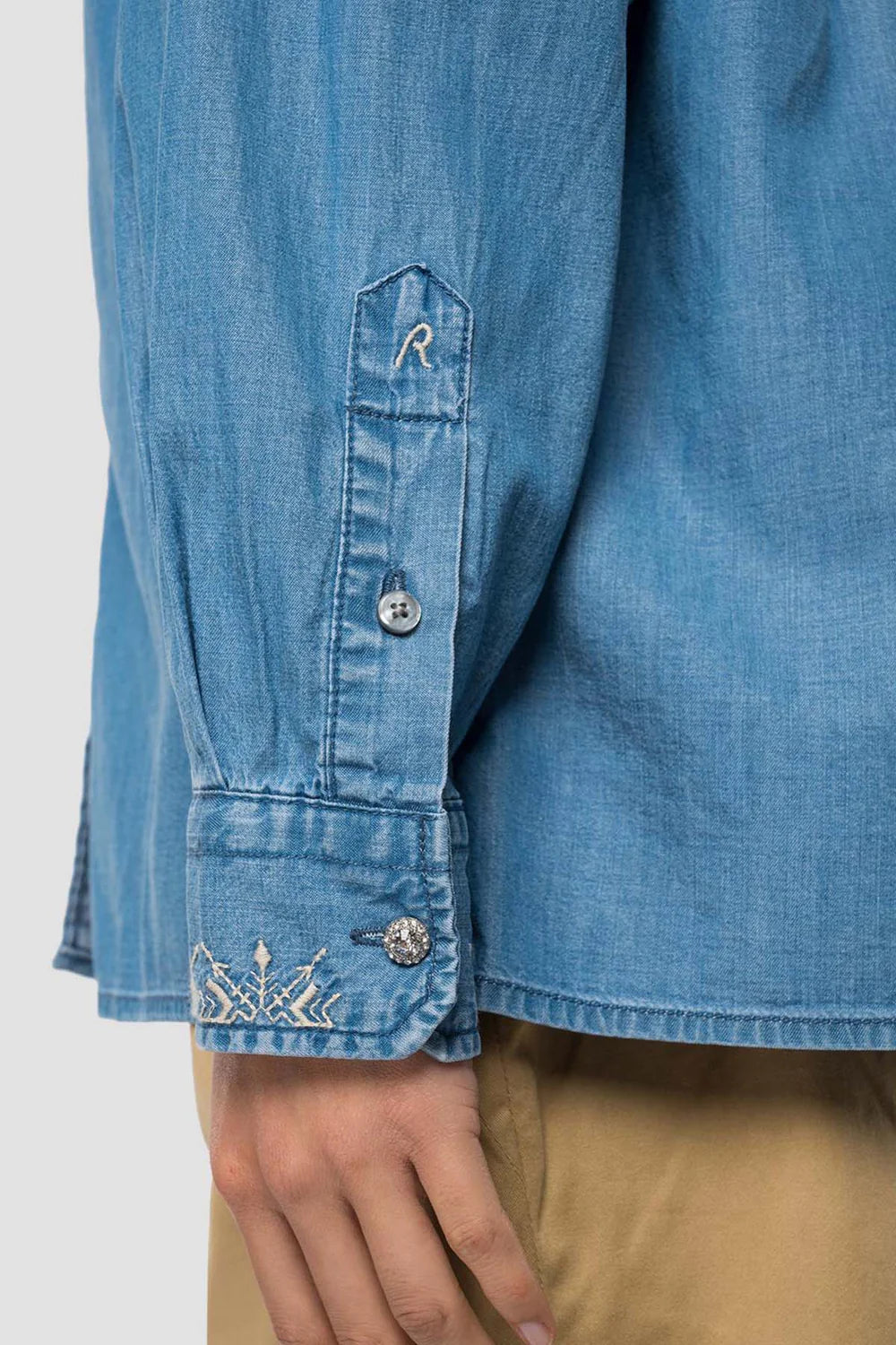 REPLAY WOMEN'S SHIRT WITH EMBROIDERY