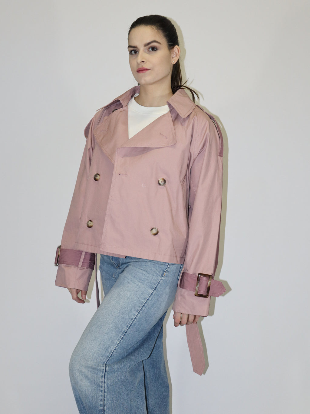REPLAY WOMEN'S COTTON SHORT TRENCH COAT WITH LOOSE FIT