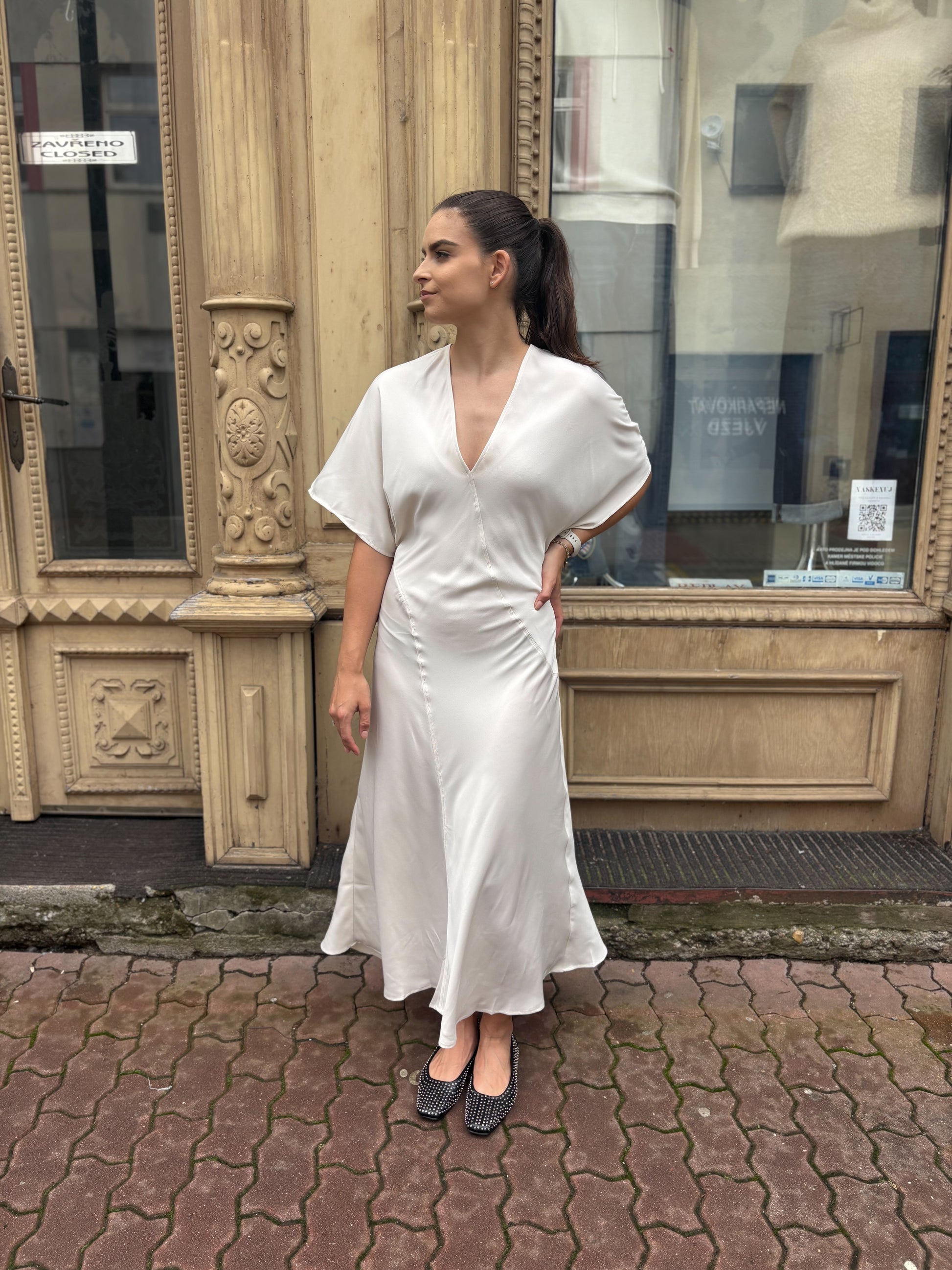 REPLAY POLY SATIN MIDI DRESS