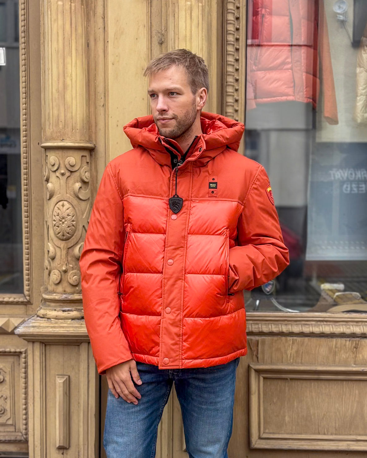 PÁNSKÁ PÉŘOVÁ BUNDA BLAUER S KAPUCÍ BROOK