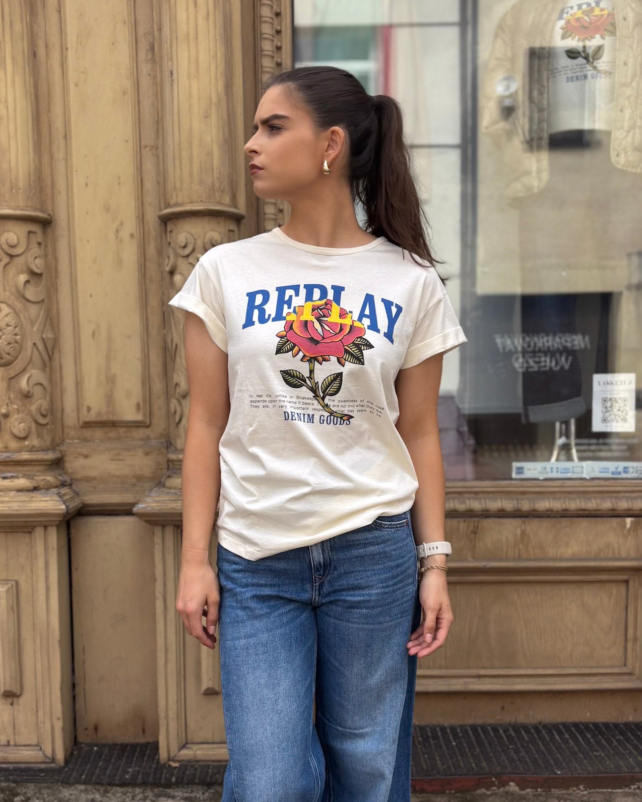 DÁMSKÉ TRIČKO REPLAY S POTISKEM REPLAY ROSE 