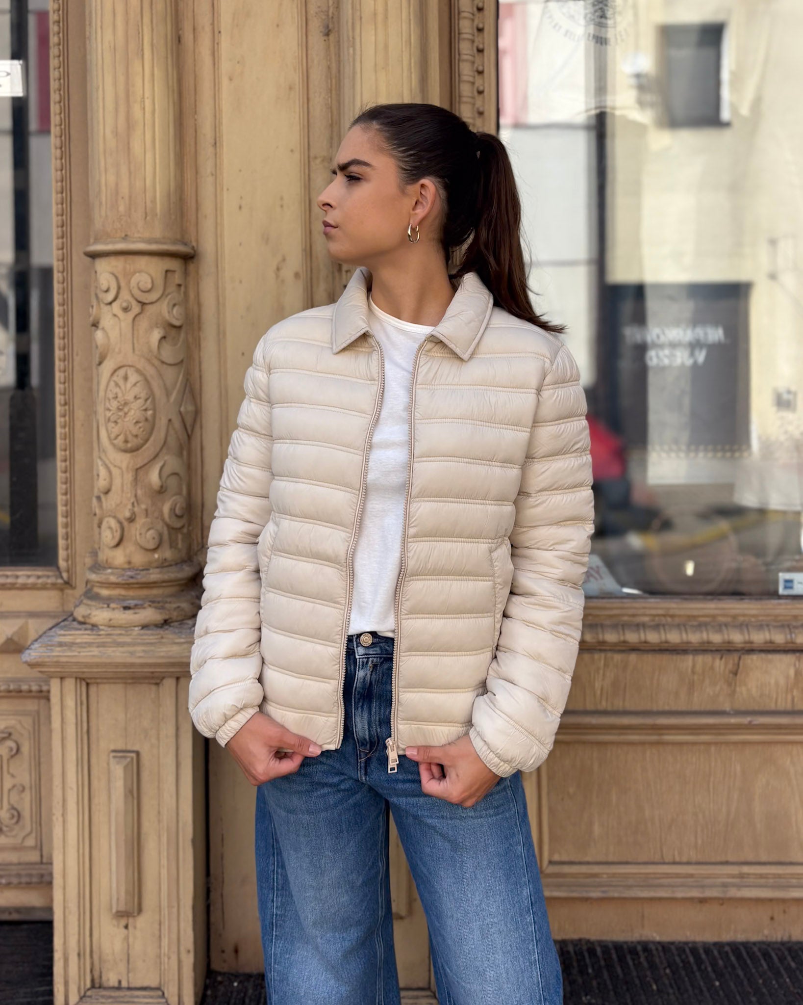 DÁMSKÁ Skrátená BUNDA REPLAY S PRÍČNYM PREŠÍVANÍM A LÍMCOM