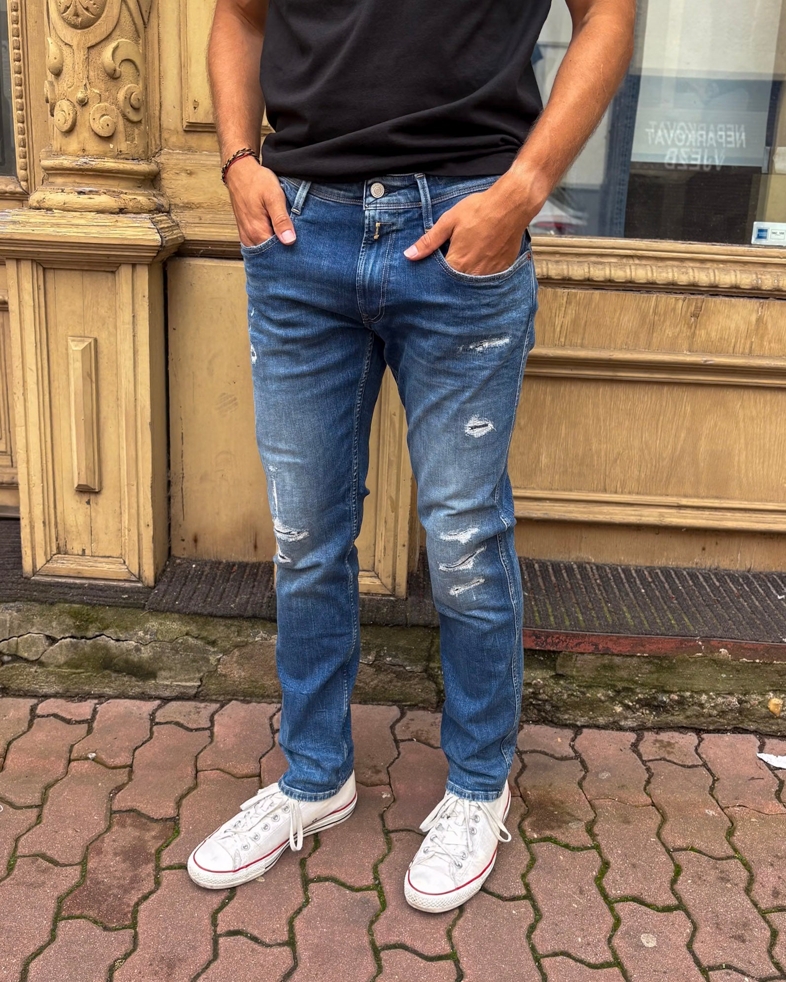 PÁNSKÉ DŽÍNY REPLAY STŘIHU ANBASS SLIM-FIT 
