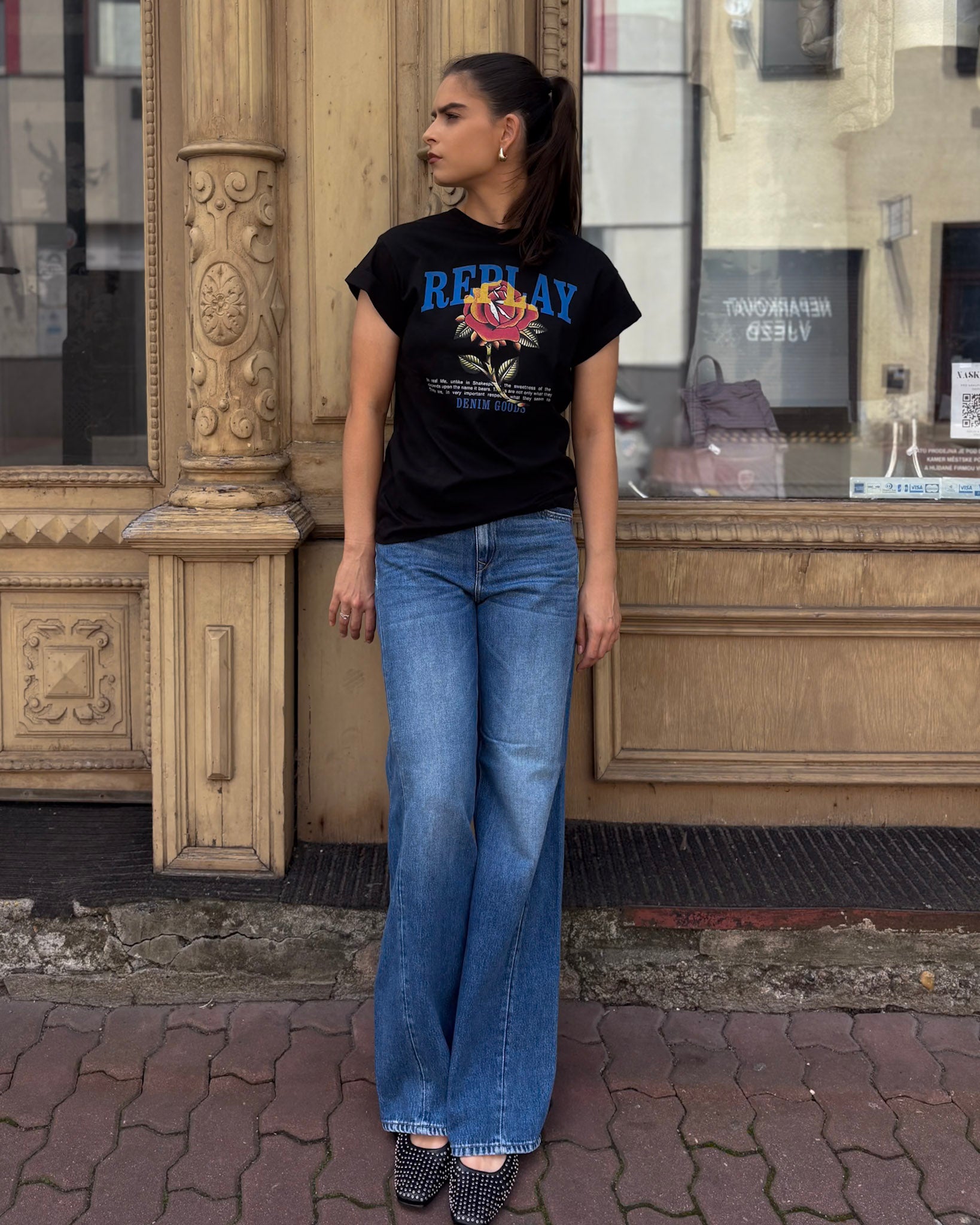 NŐI REPLAY PÓLÓ RÓZSA MINTÁVAL