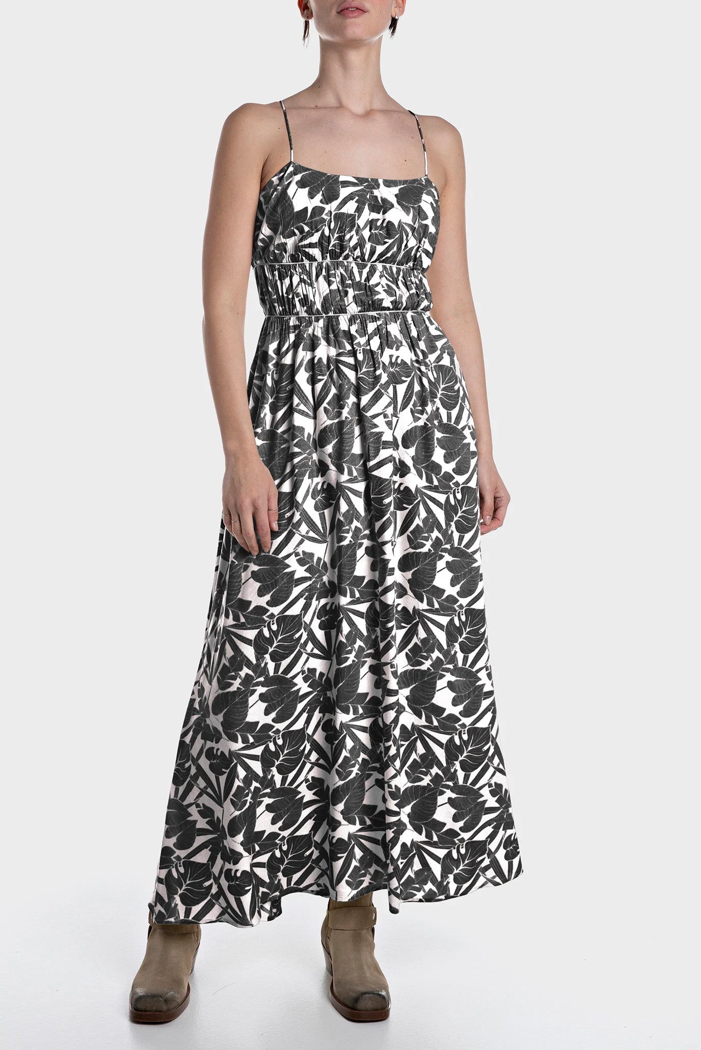 REPLAY LONG LEAF PRINT DRESS