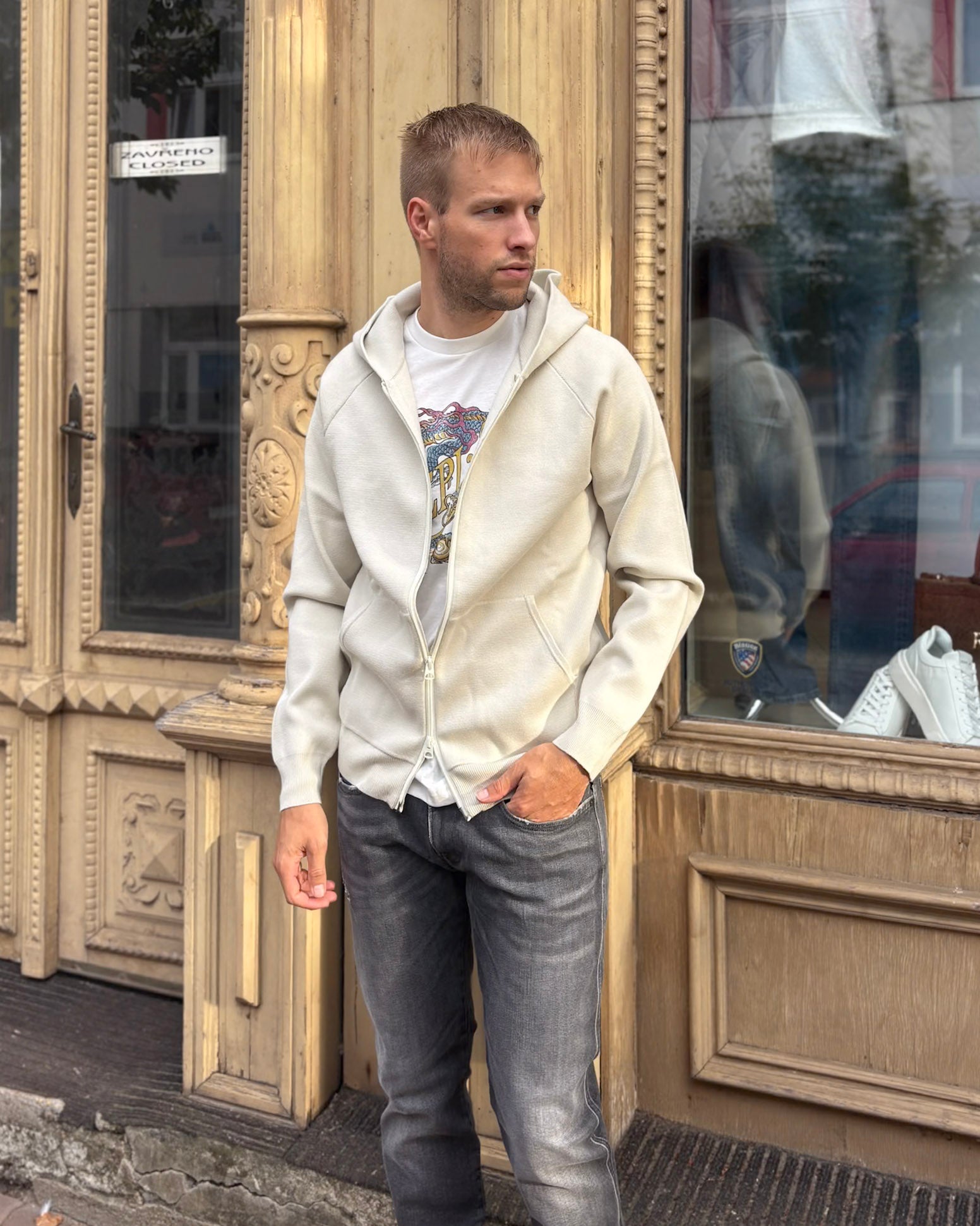 PÁNSKÁ MIKINA REPLAY S VELUROVÝM POTISKEM