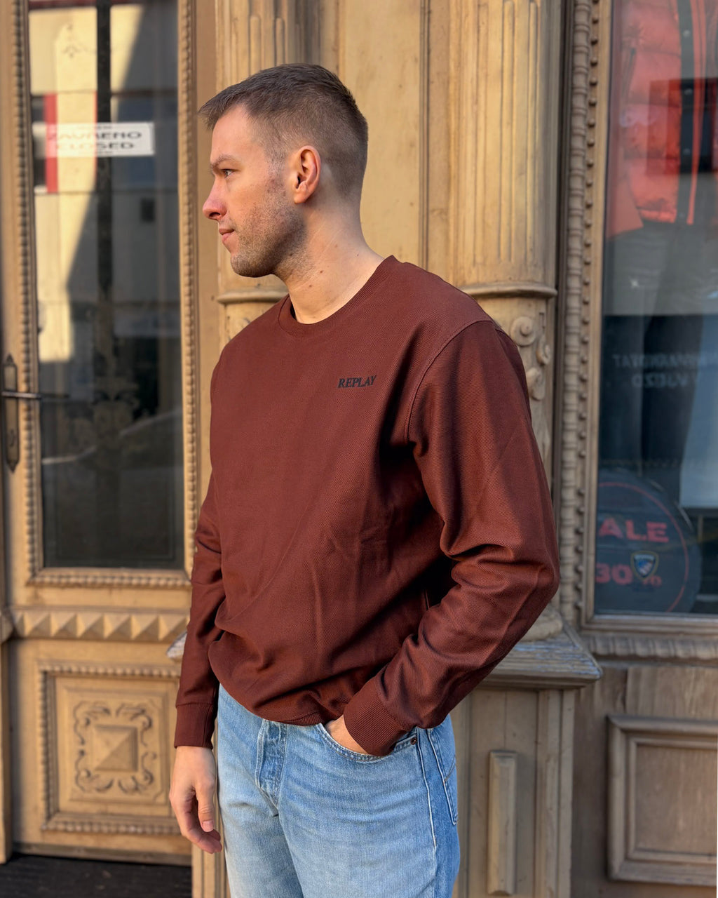 PÁNSKÉ TRIČKO REPLAY S DLOUHÝM RUKÁVEM Z REŽNÉ BAVLNY