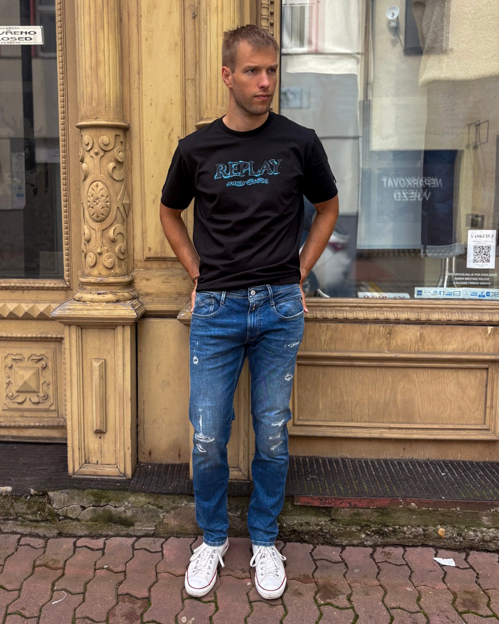 PÁNSKÉ DŽÍNY REPLAY STŘIHU ANBASS SLIM-FIT 