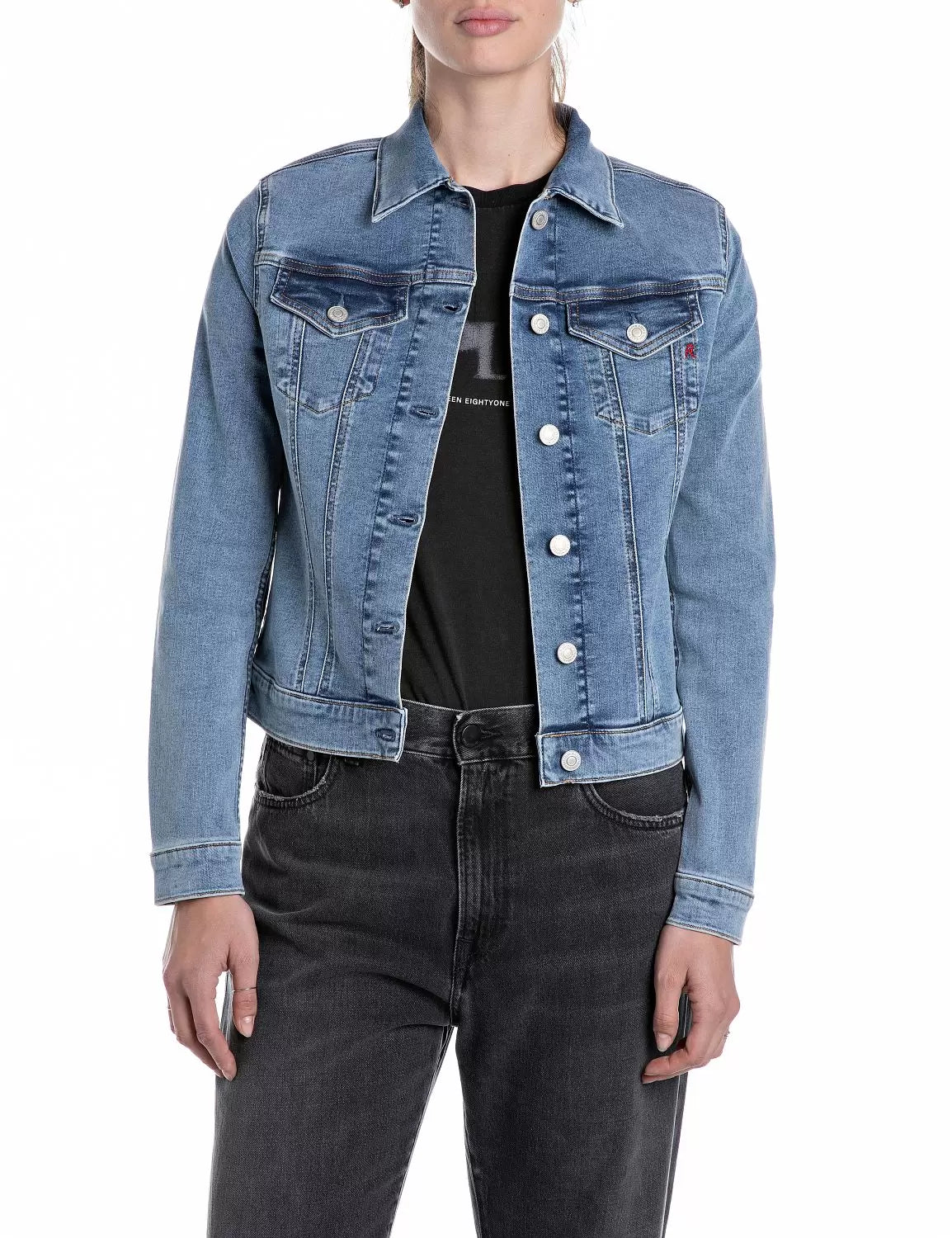 REPLAY DÁMSKA DŽÍNOVÁ BUNDA SLIM-FIT STRIHU