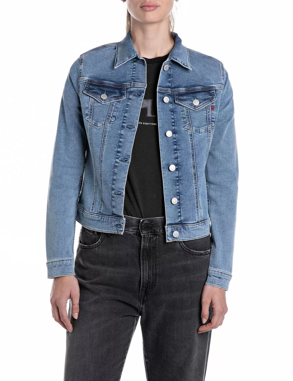 REPLAY DÁMSKÁ DŽÍNOVÁ BUNDA SLIM-FIT STŘIHU 