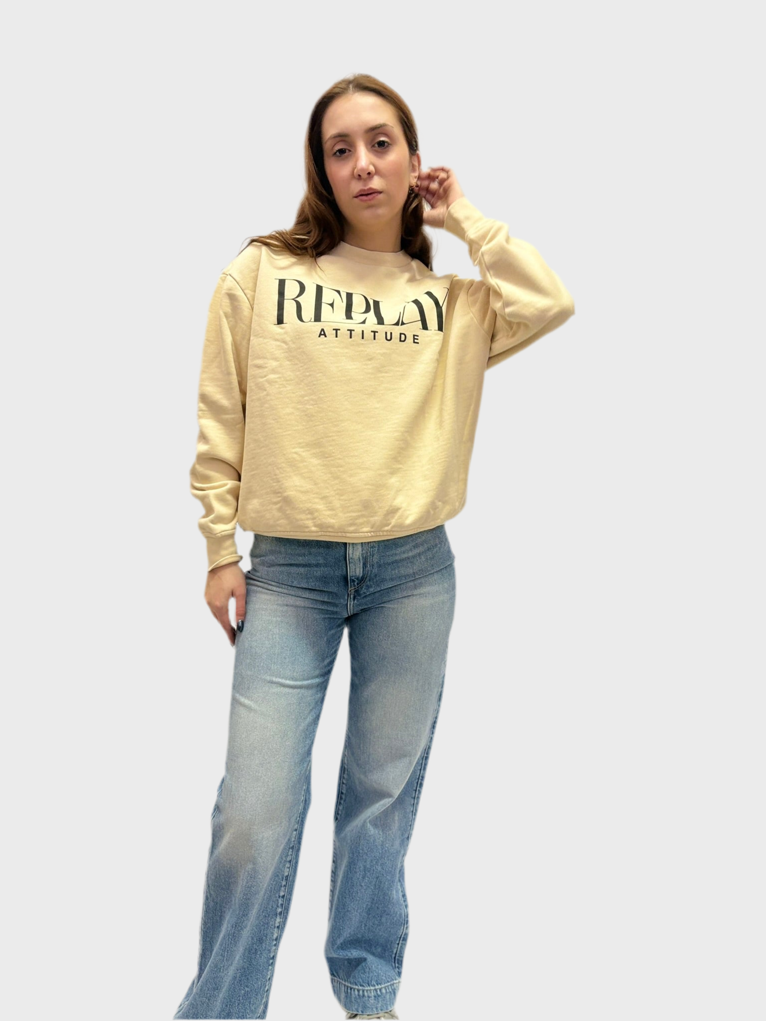 REPLAY DÁMSKÁ BAVLNĚNÁ OVERSIZED MIKINA S POTISKEM