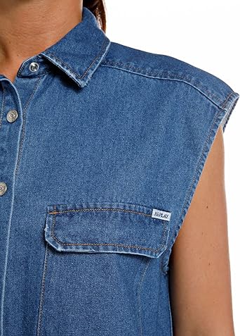 REPLAY DÁMSKÁ DŽÍNOVÁ KOŠILE BEZ RUKÁVŮ 