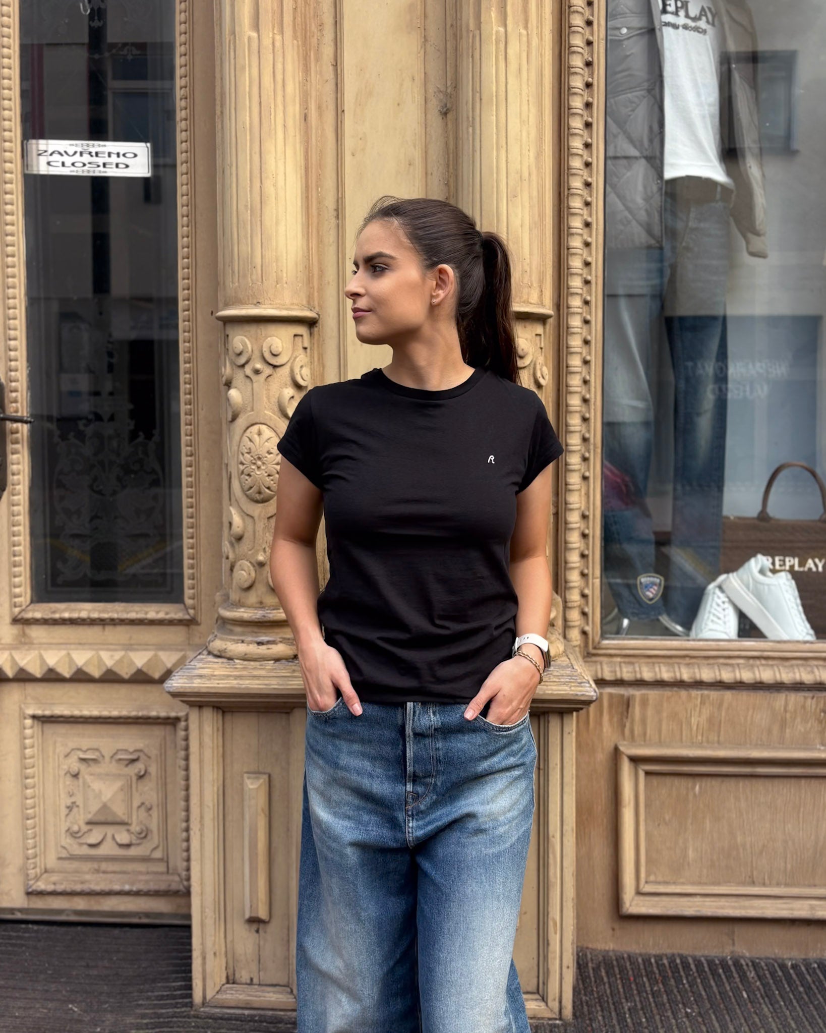 REPLAY DÁMSKÉ SKINNY-FIT BAVLNĚNÉ TRIČKO 