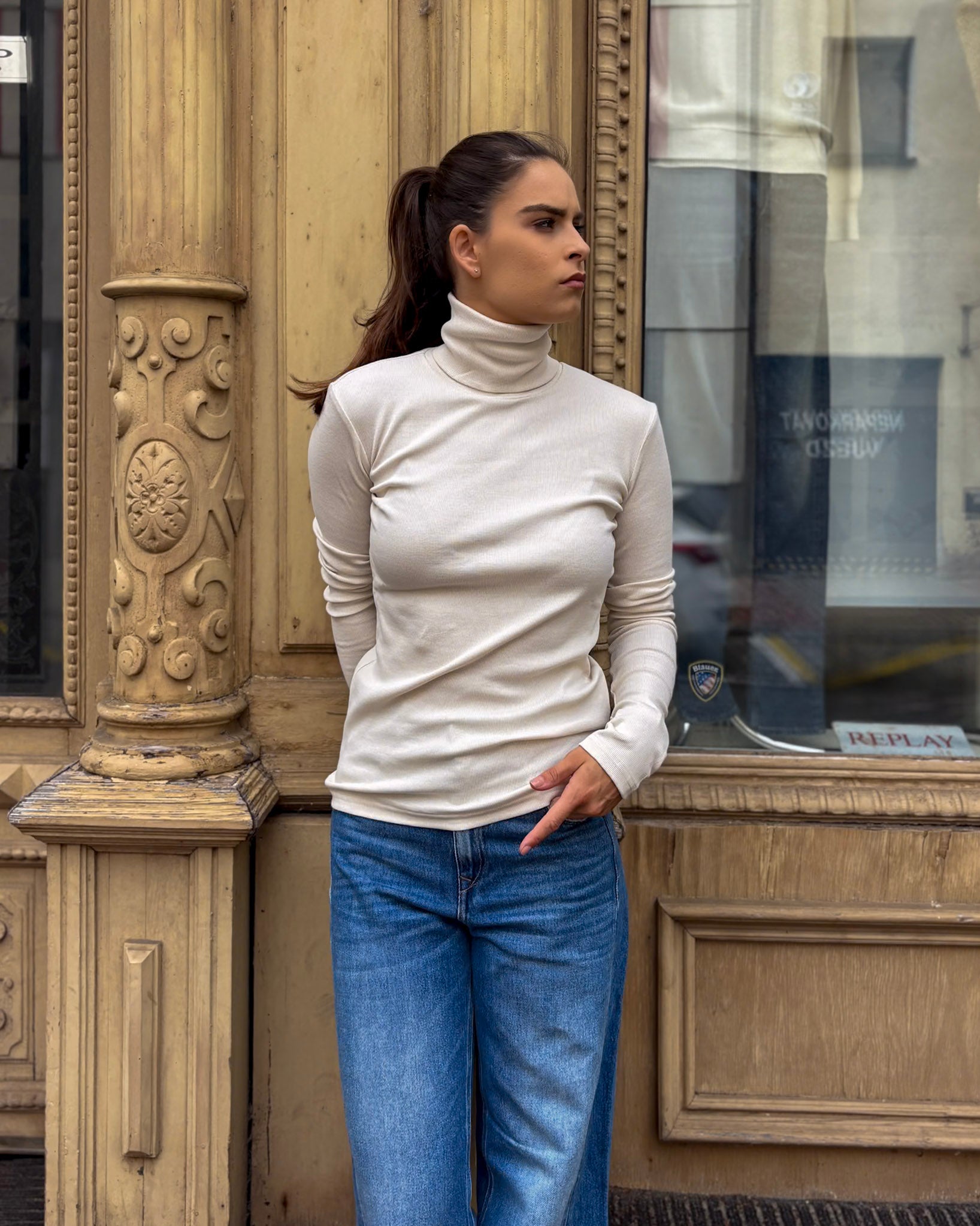 REPLAY WOMEN'S LONG SLEEVE TURTLENECK T-SHIRT