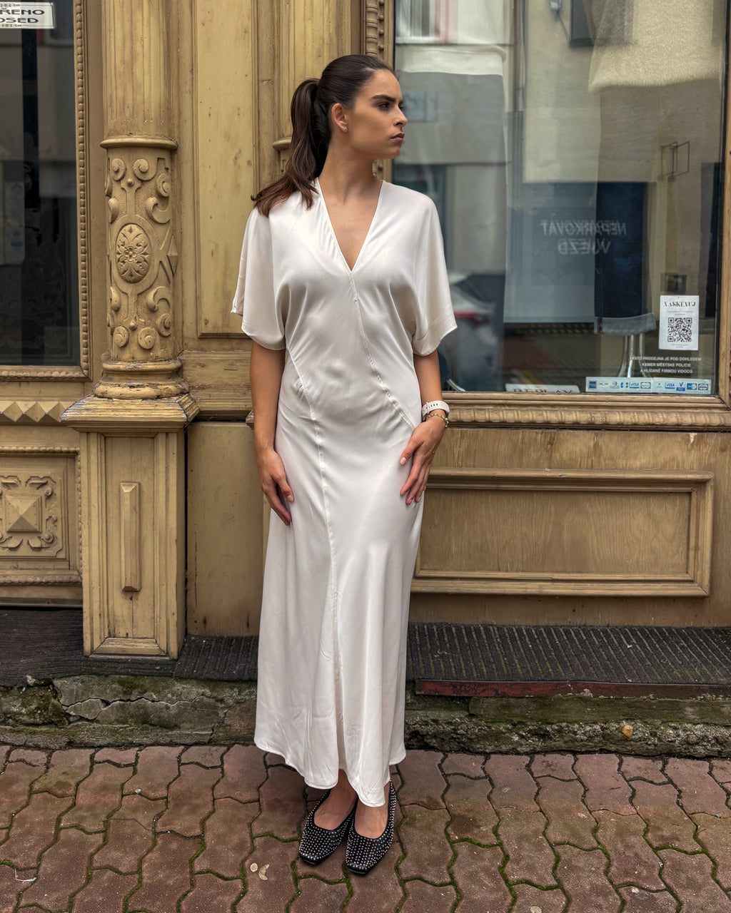 REPLAY POLY SATIN MIDI DRESS