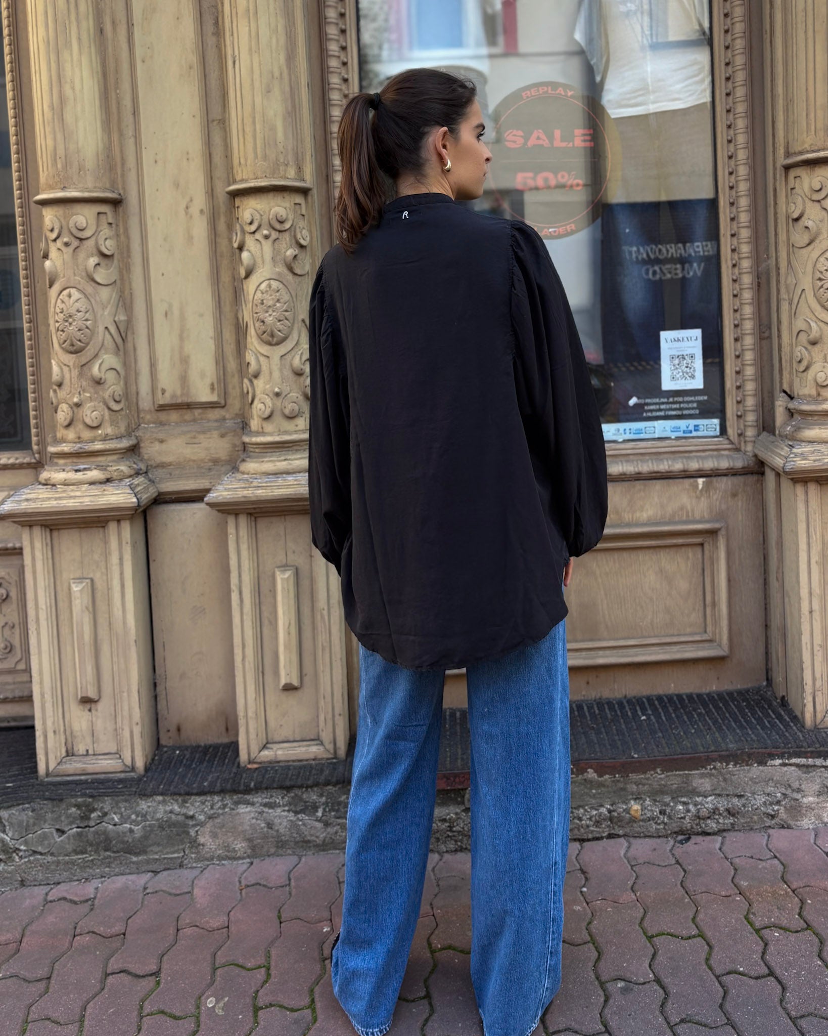 WOMEN'S ELEGANT REPLAY BLOUSON WITH BALLOON SLEEVES 