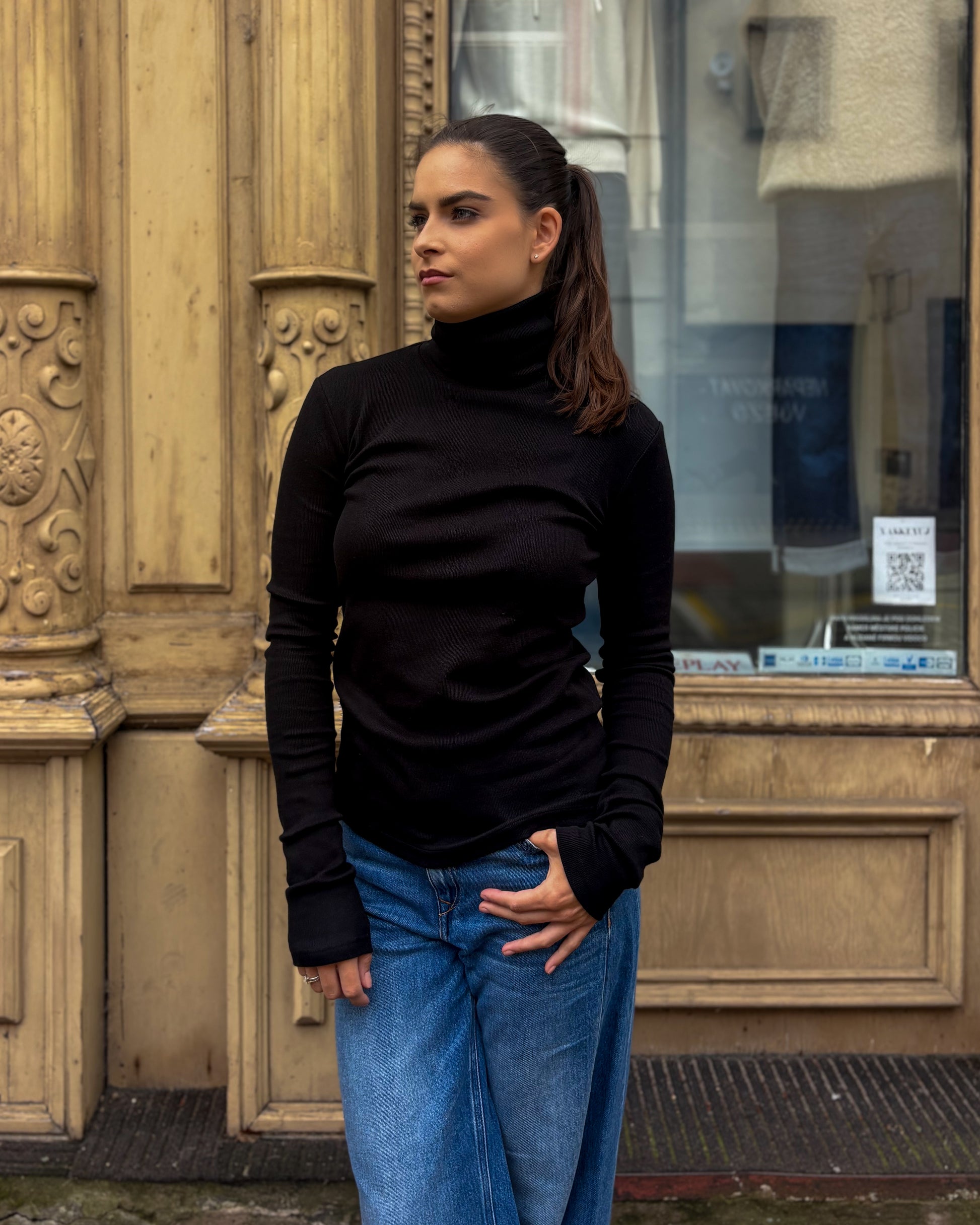 REPLAY WOMEN'S LONG SLEEVE TURTLENECK T-SHIRT