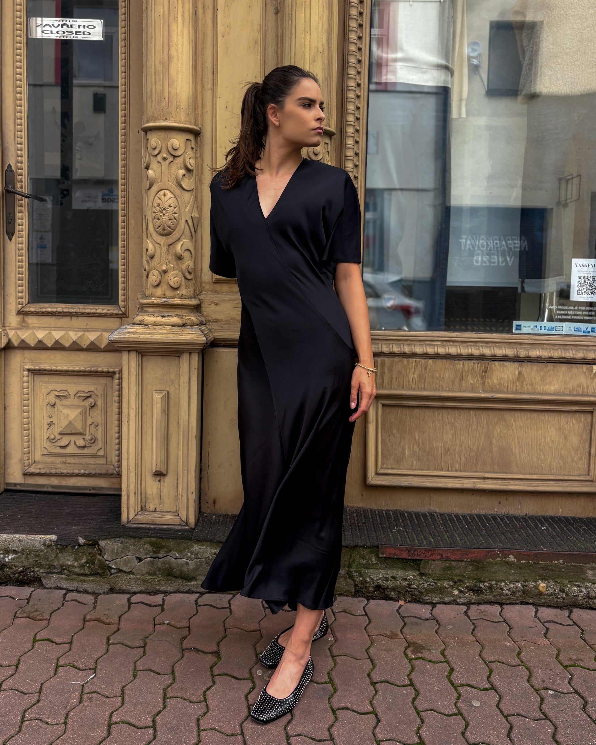 REPLAY POLY SATIN MIDI DRESS