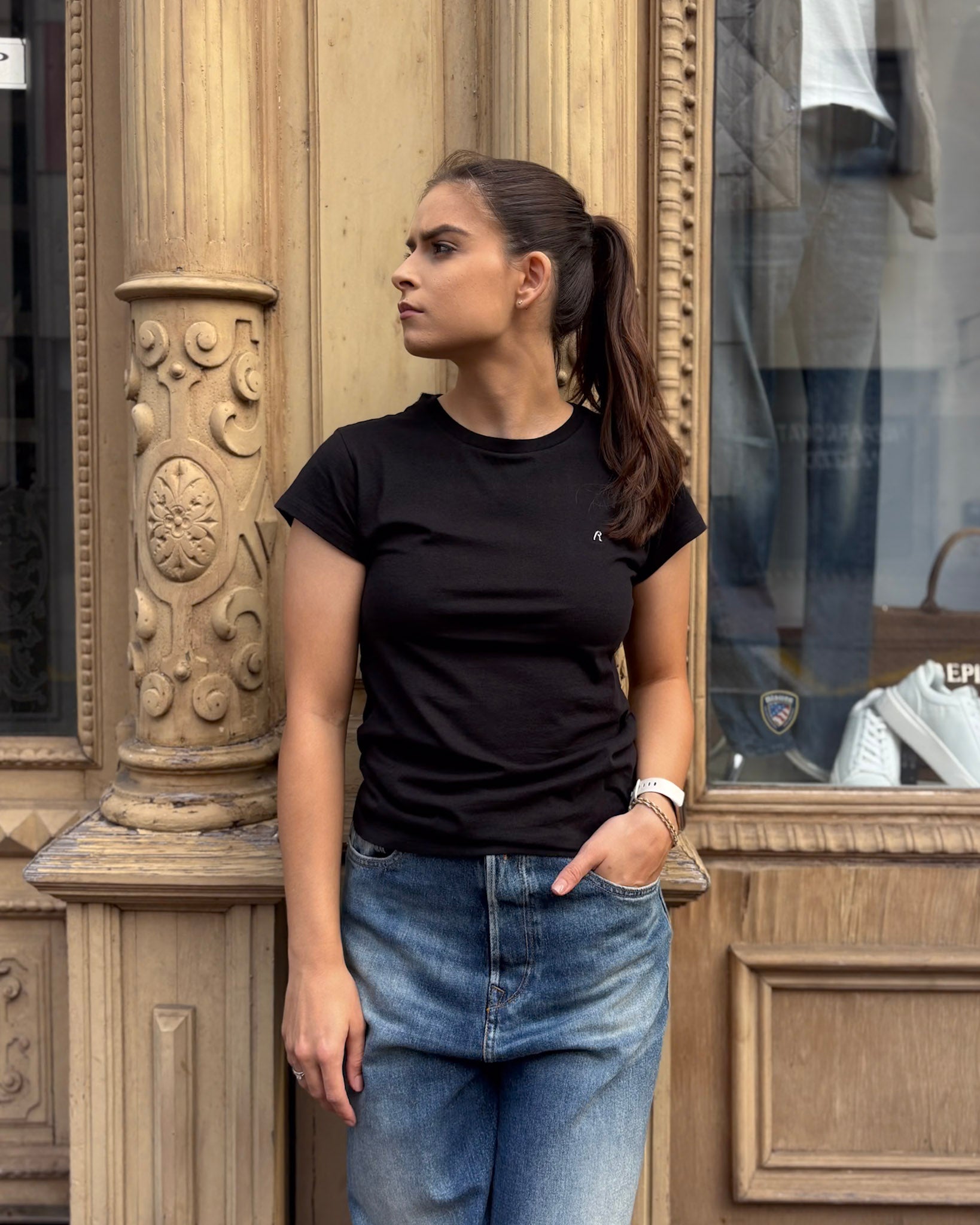 REPLAY DÁMSKÉ SKINNY-FIT BAVLNĚNÉ TRIČKO 